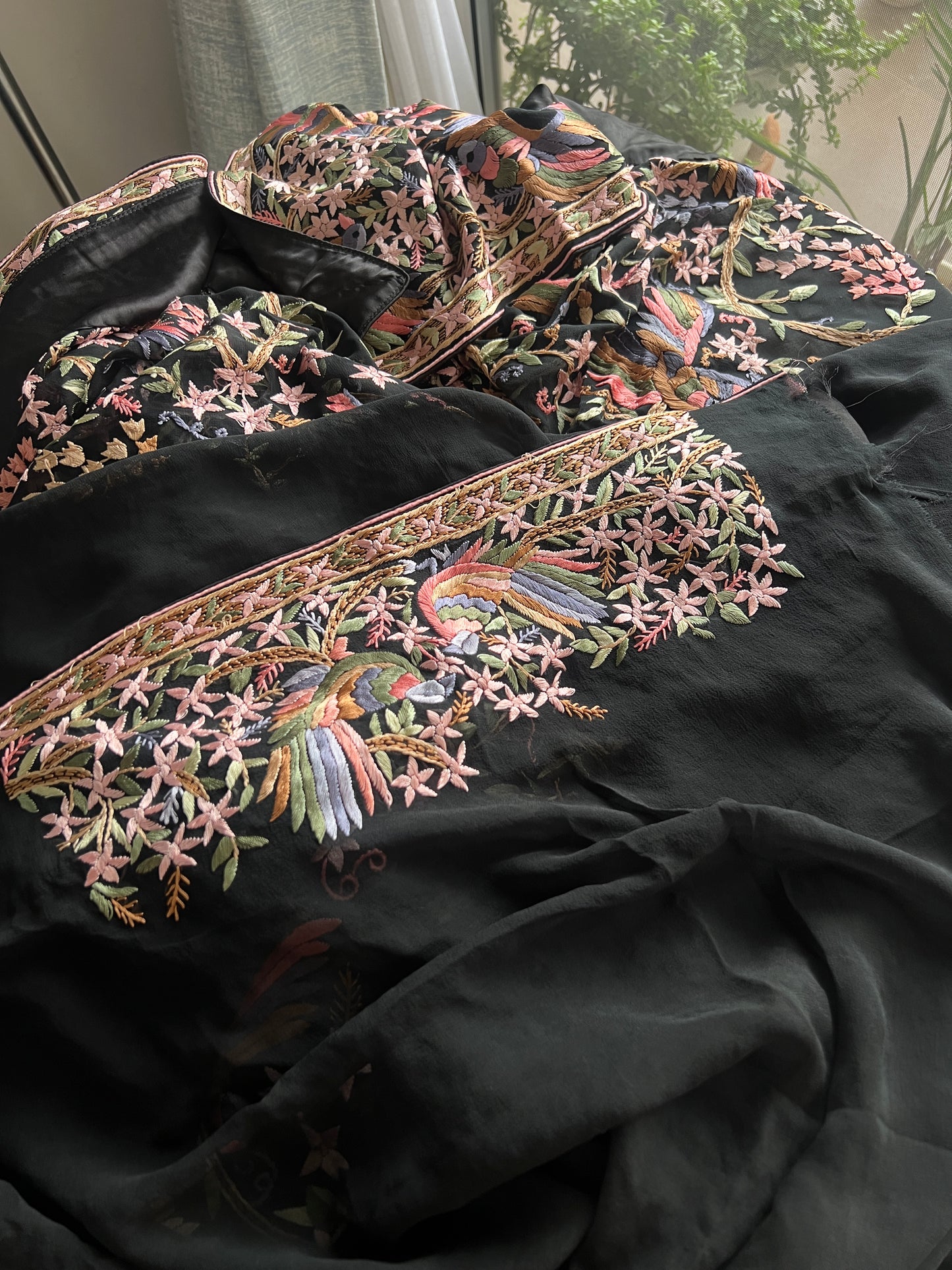 Black Masterpiece Parsi Gara Pure Georgette Saree