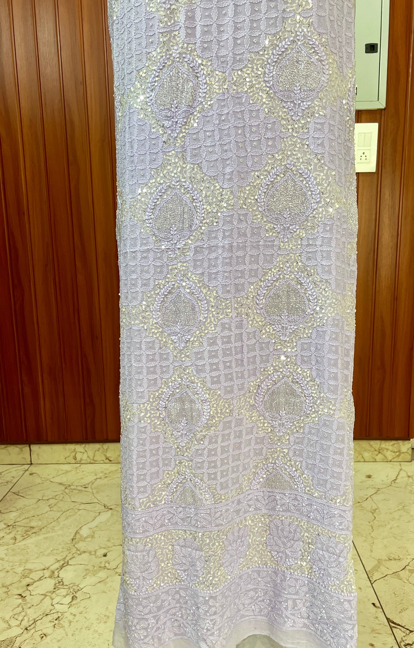 Lavender Chikankari Cut Dana and sequins Kurta and Dupatta