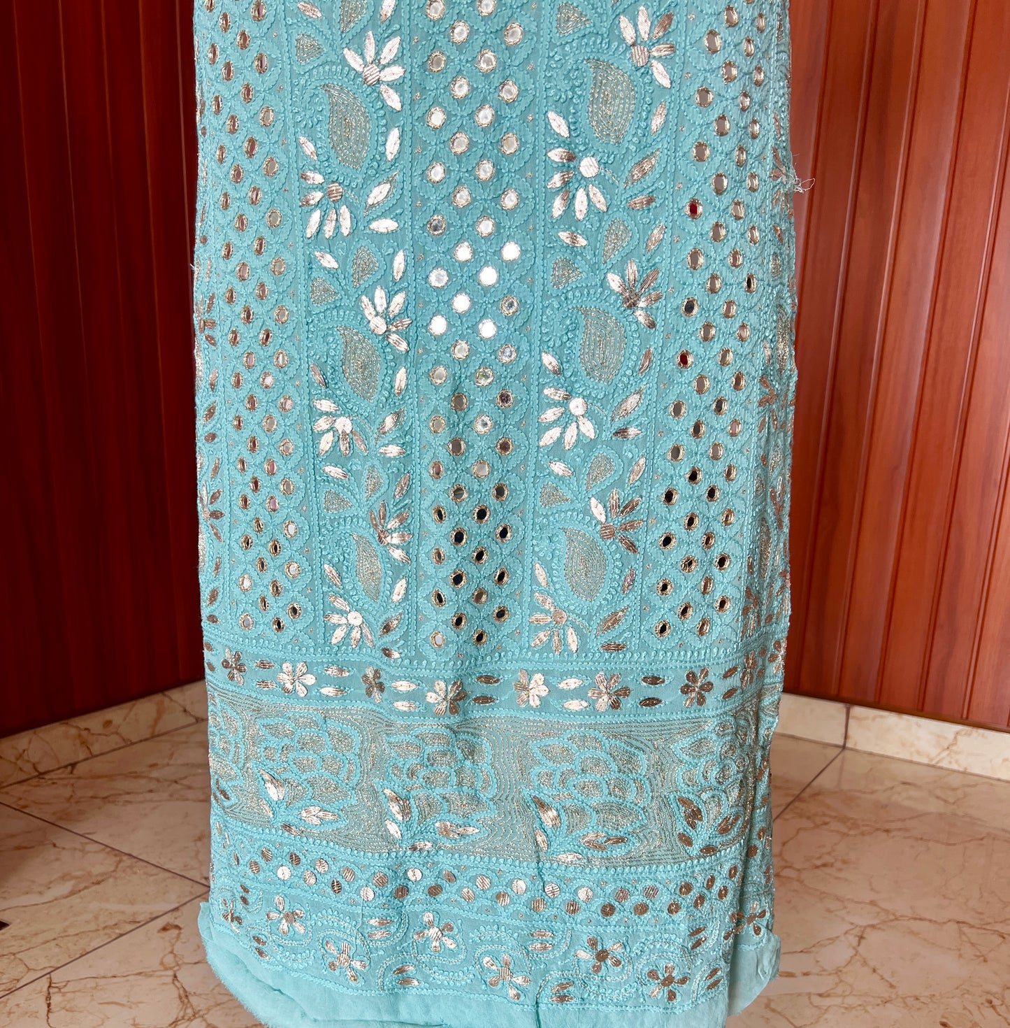 Chikankari mirror and gota patti kurta and Dupatta