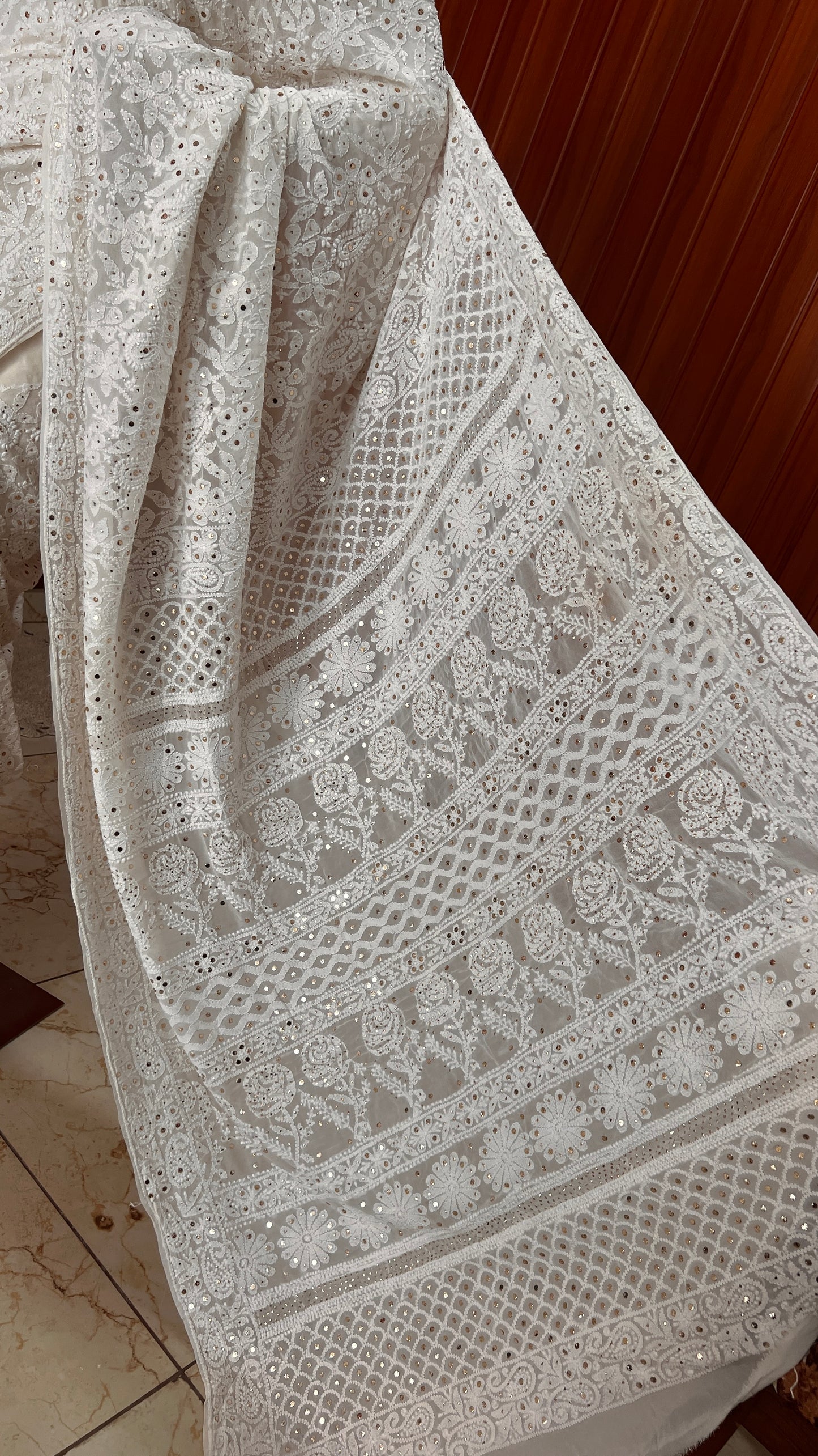 Ruhani Allover Chikankari and Mukaish Saree