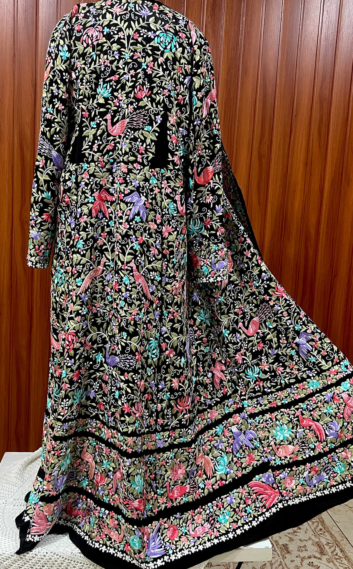 Black Masterpiece Hand Embroidered Parsi Gara Jacket Unstitched