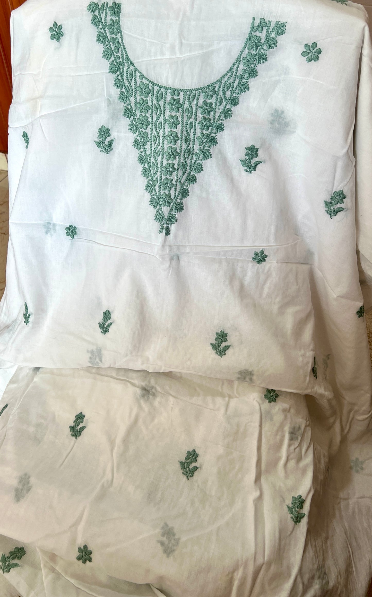 Pure Mulmul fine Chikankari Kurta and Dupatta