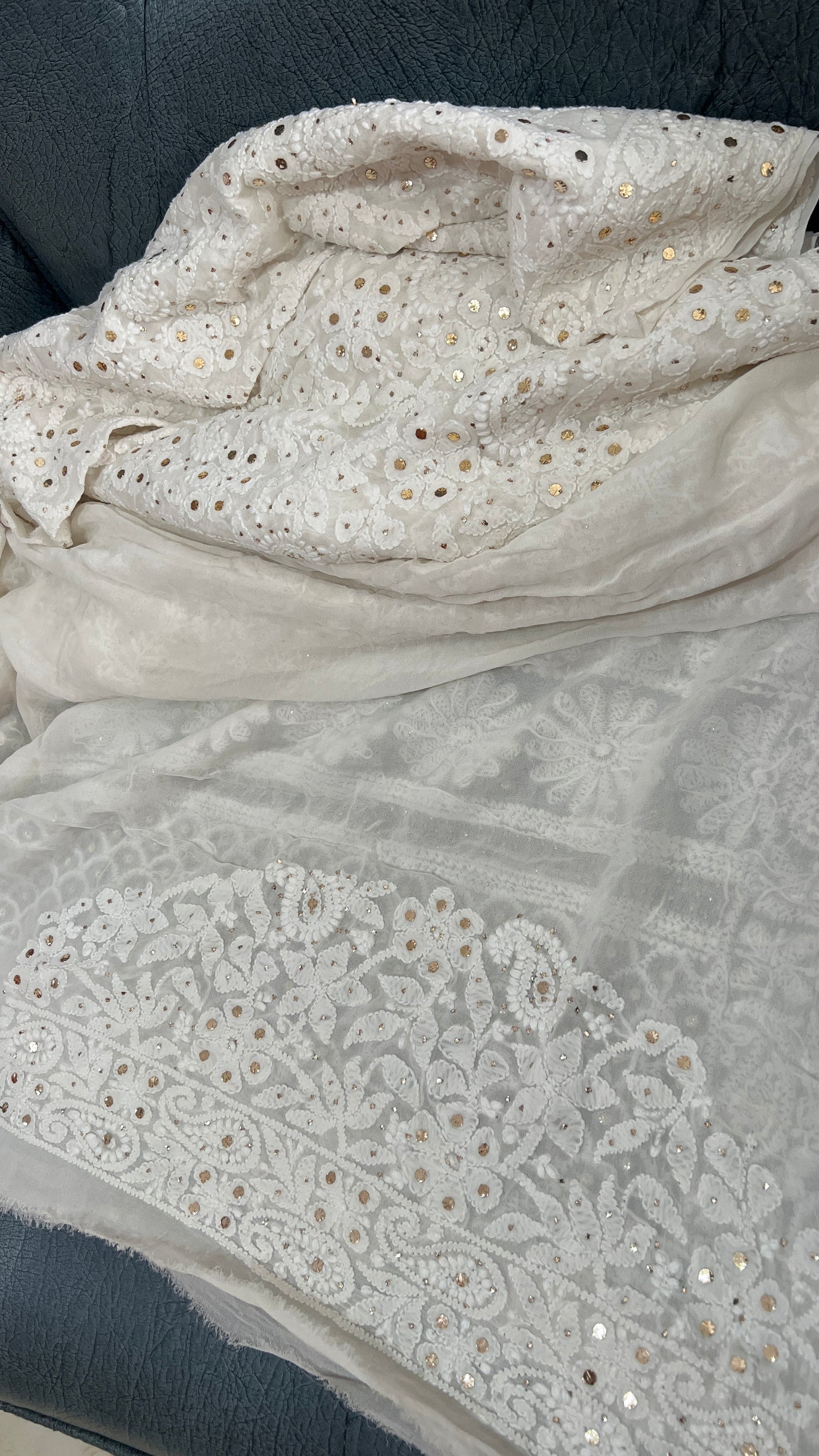 Ruhani Allover Chikankari and Mukaish Saree