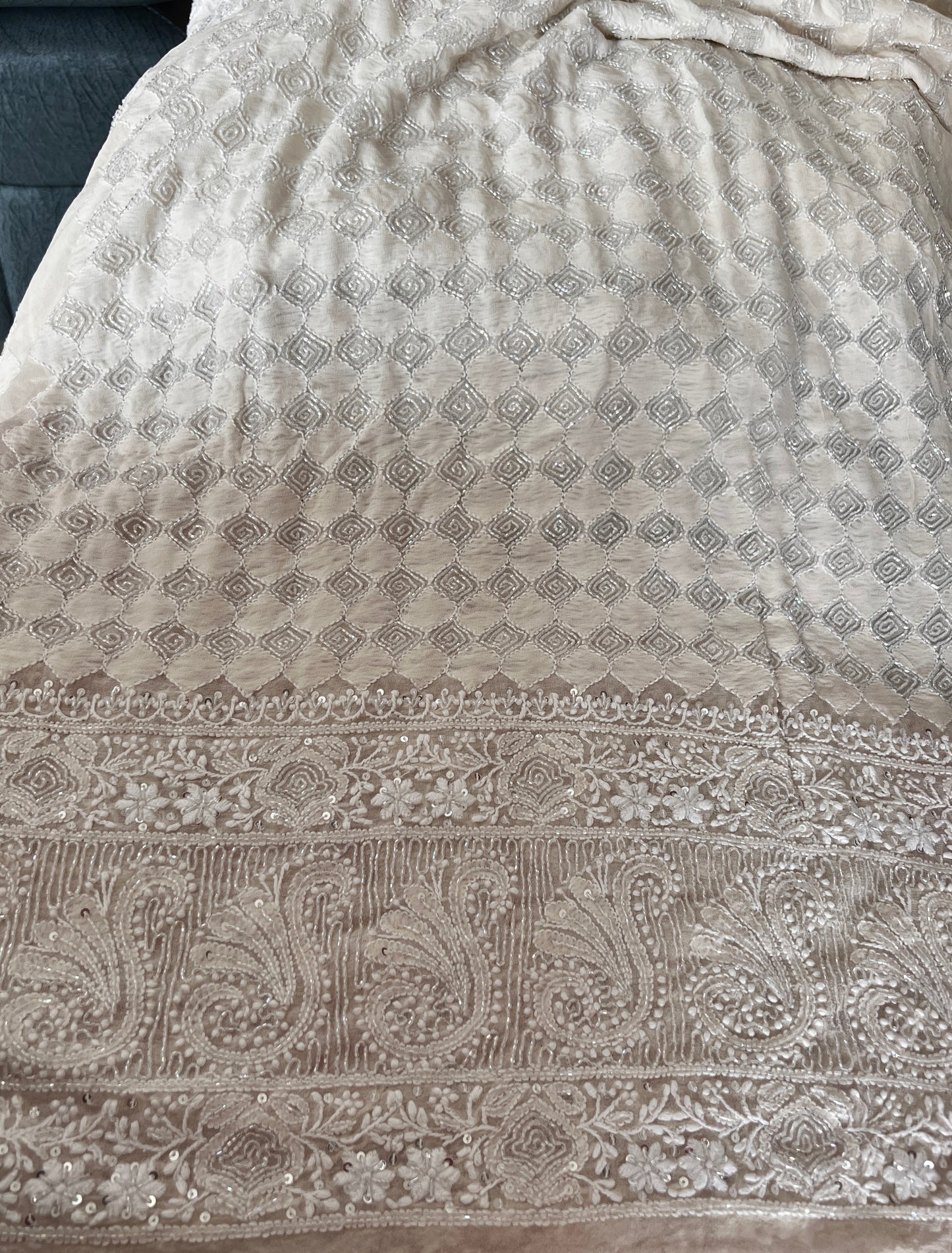 Men’s Wedding sherwani pure georgette with Chikankari cut dana and sequins work