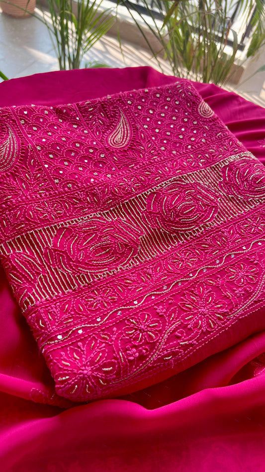 Chikankari golden Cut Dana and aari work Kurta and Dupatta