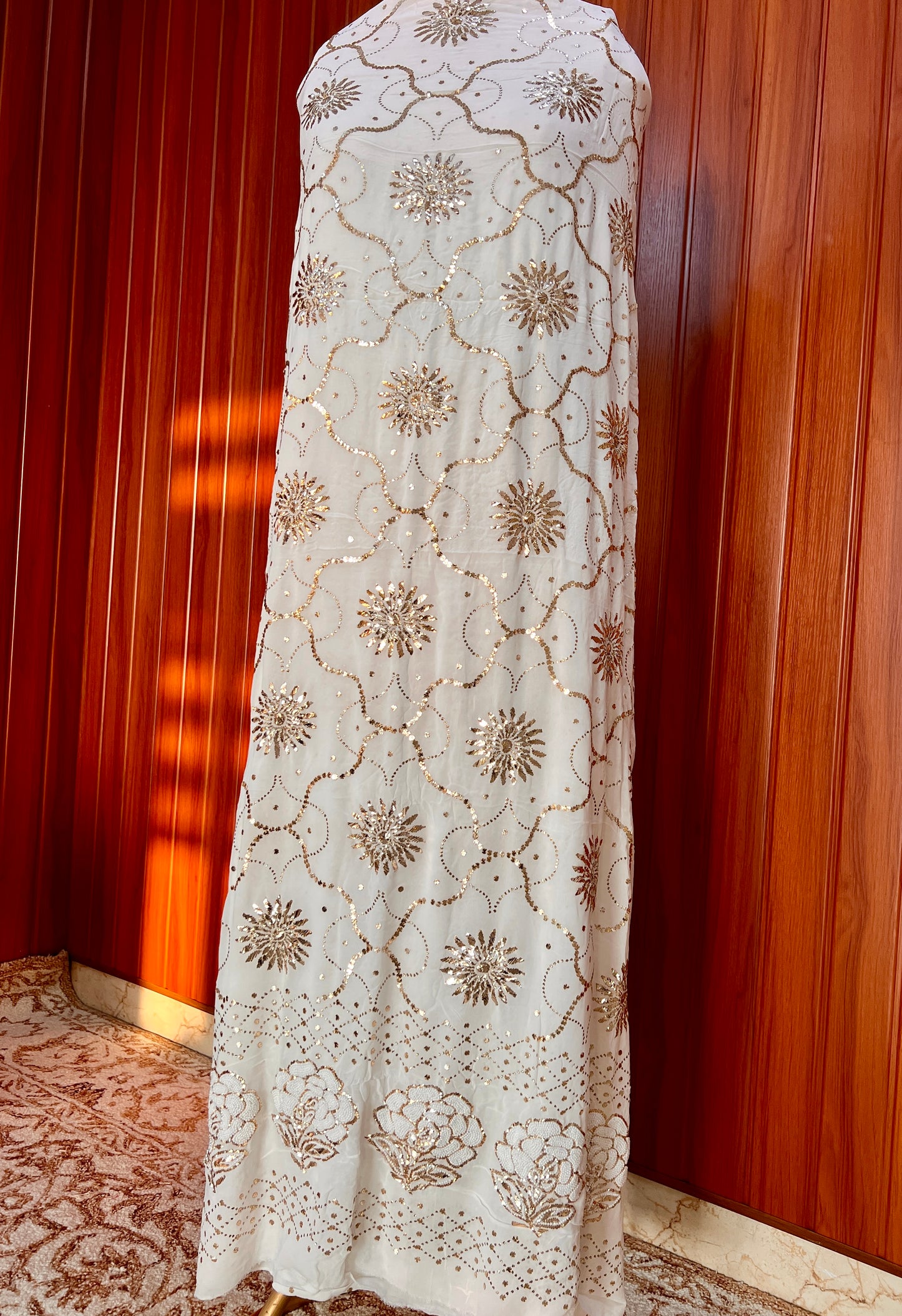 Ruhani White Badla and Pearl Embroidered Kurta & Dupatta Set