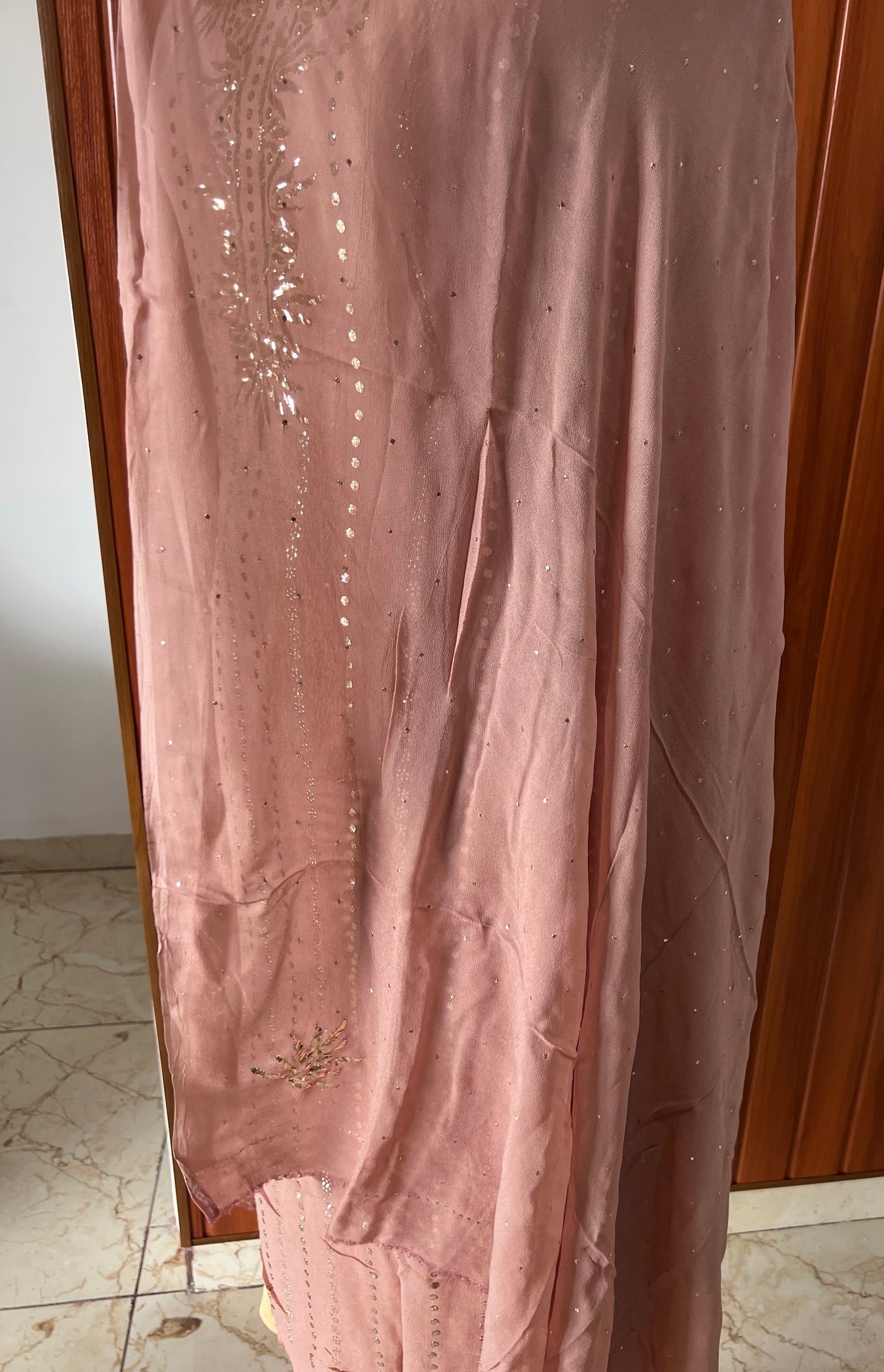 Taupe badla and mukaish work Kurta and Dupatta