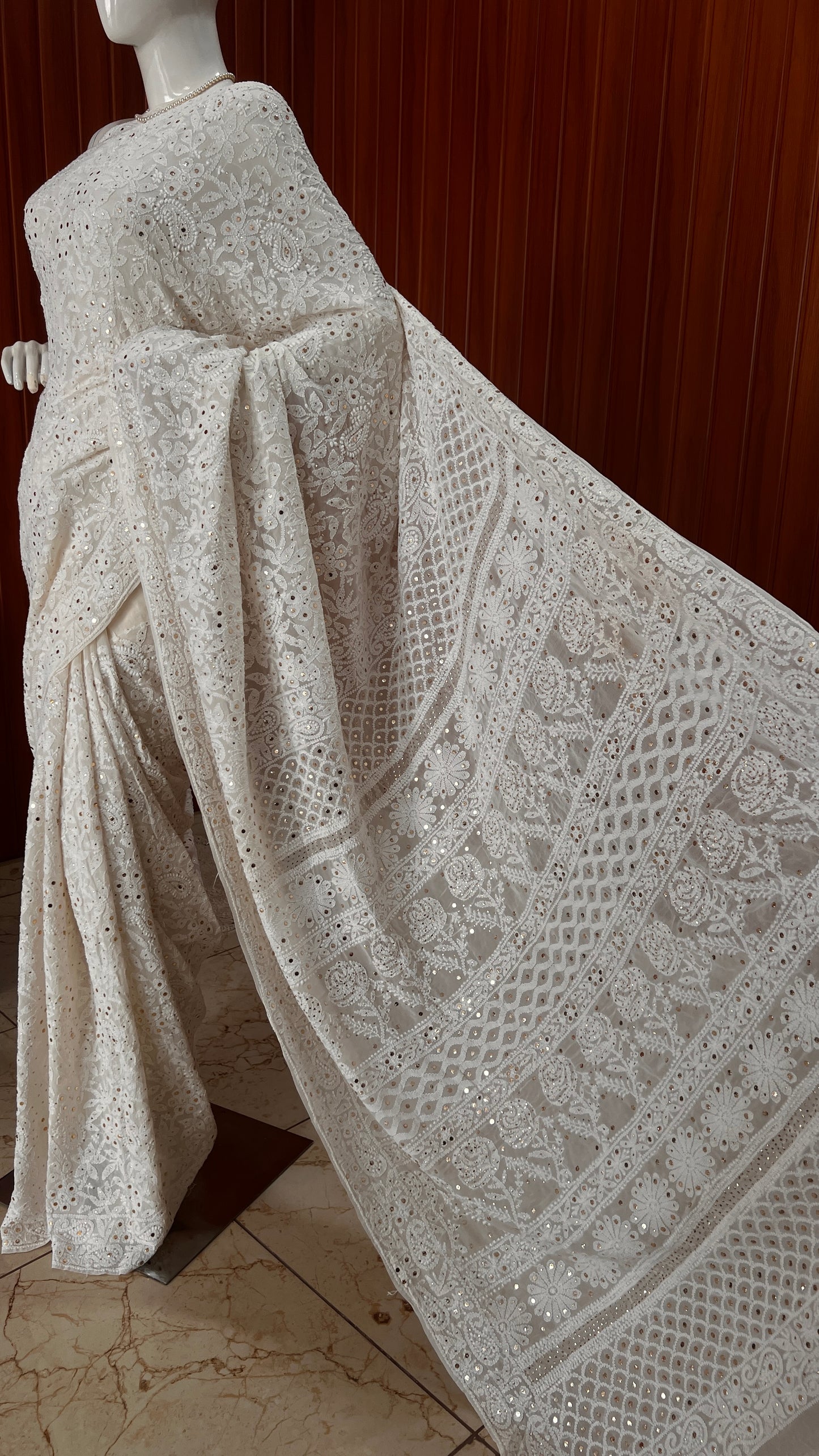 Ruhani Allover Chikankari and Mukaish Saree