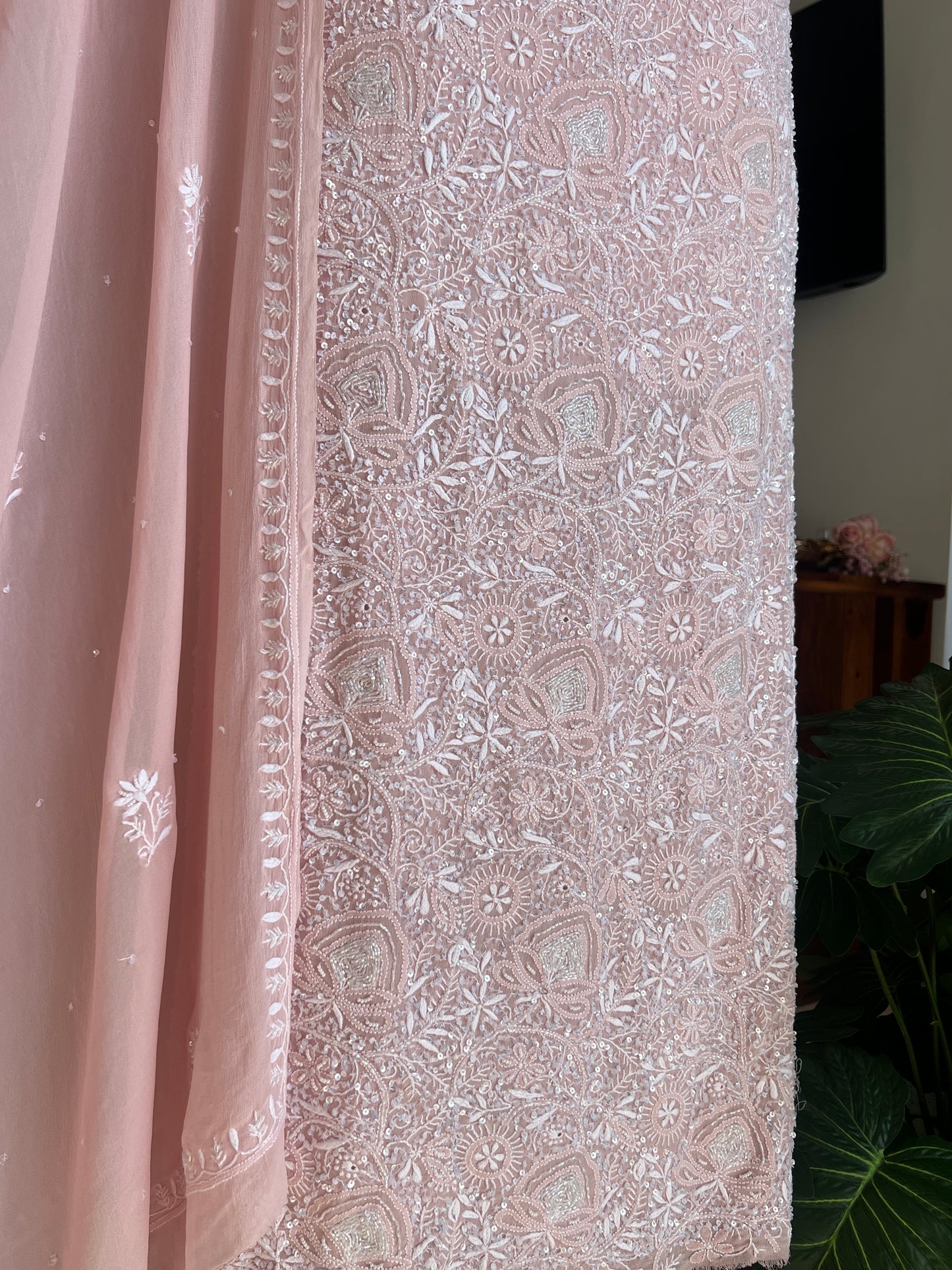 Suhaan Chikankari pearl sequins cut Dana kurta and dupatta