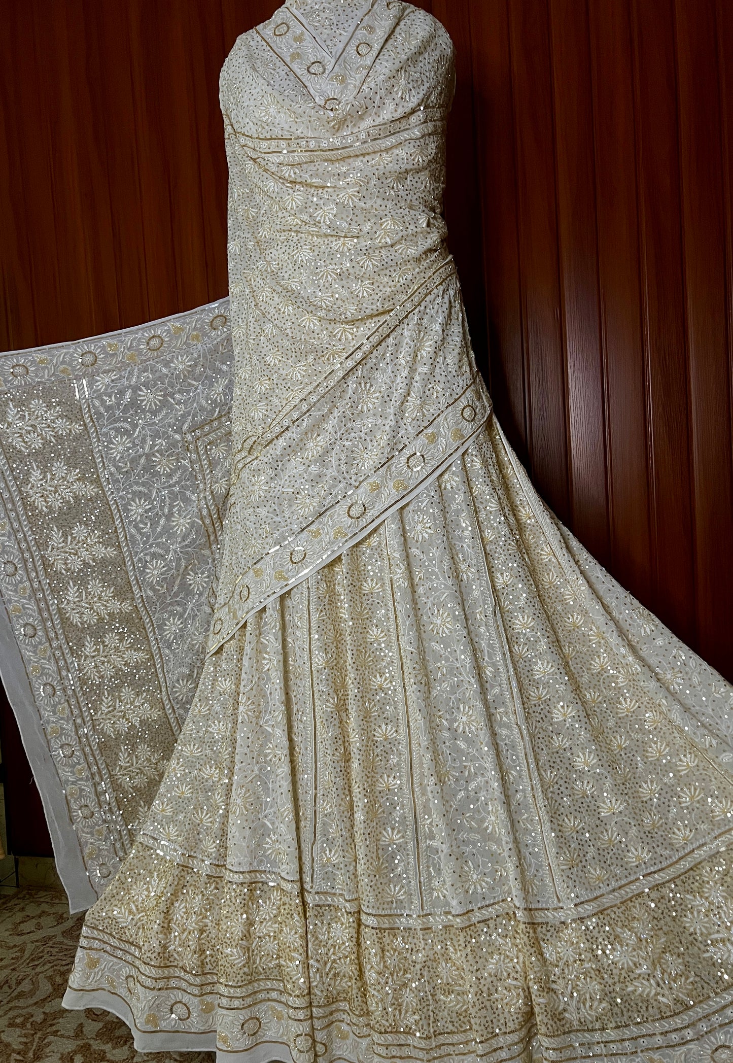 Suhaan Do Taar Chikankari embellished Wedding Lehenga