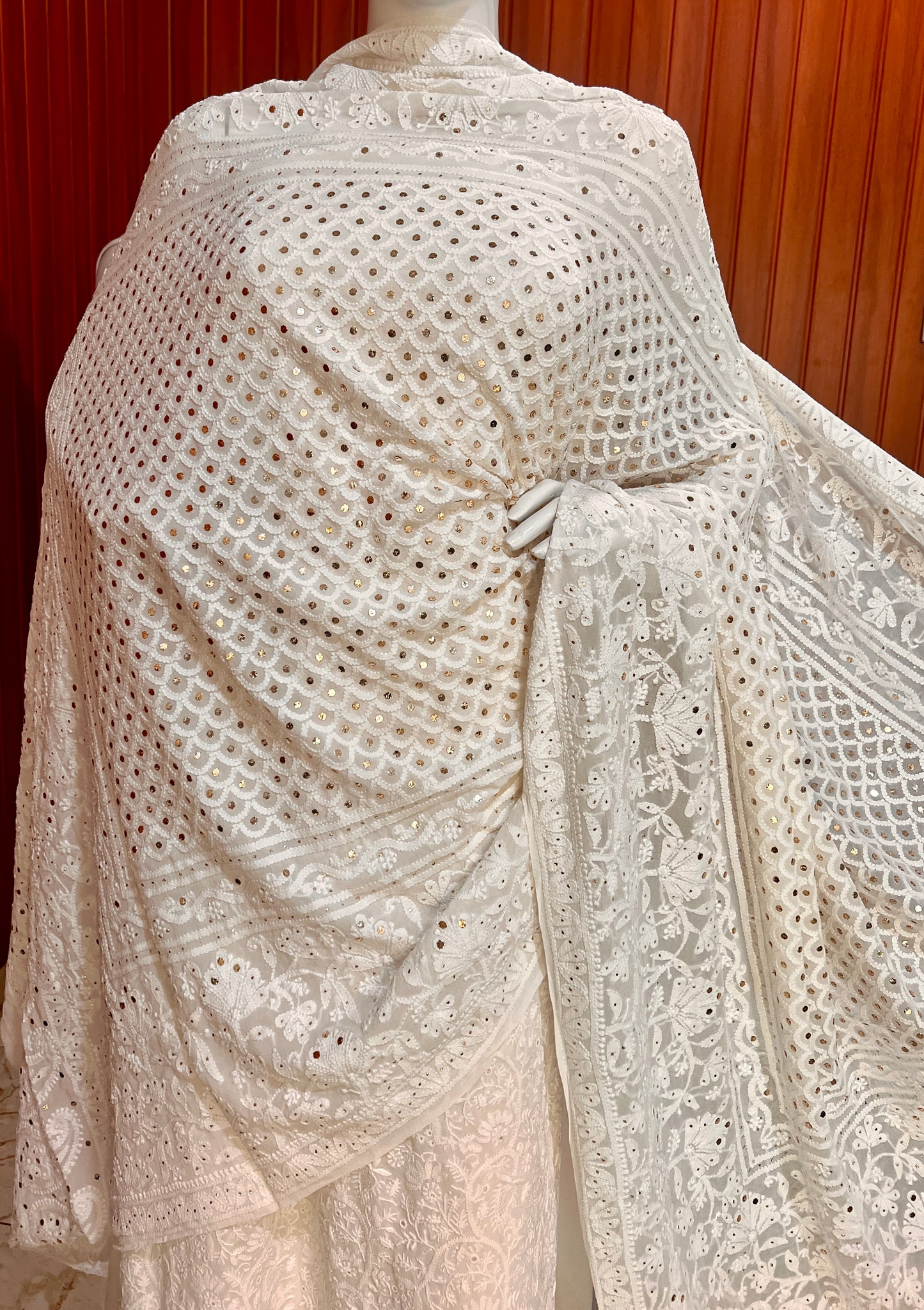 Ruhani Chikankari and Mukaish Dupatta