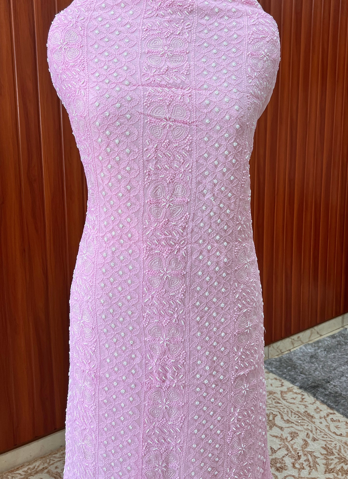 Rose Pink Chikankari Pearl work Full Suit