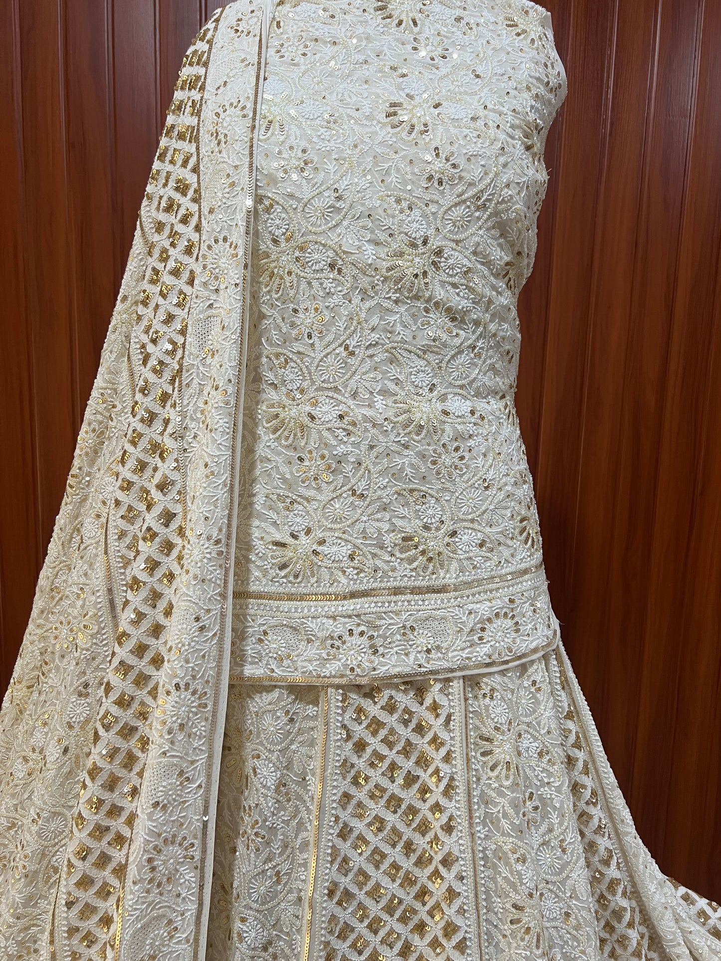 Ruhani Masterpiece Chikankari and Heavy Sequins Wedding Lehenga