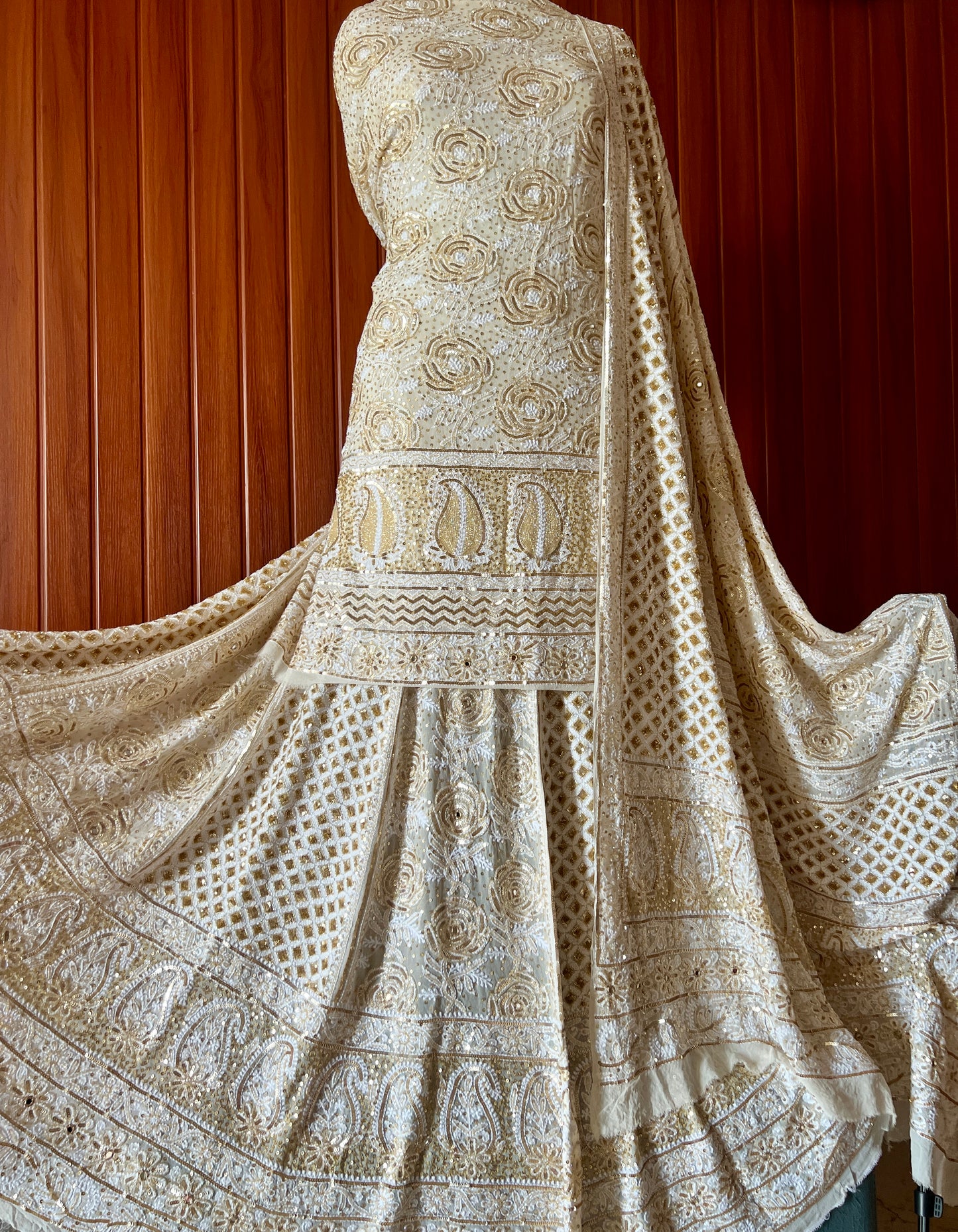 Masterpiece Gulaab Chikankari Sequins Wedding Lehenga