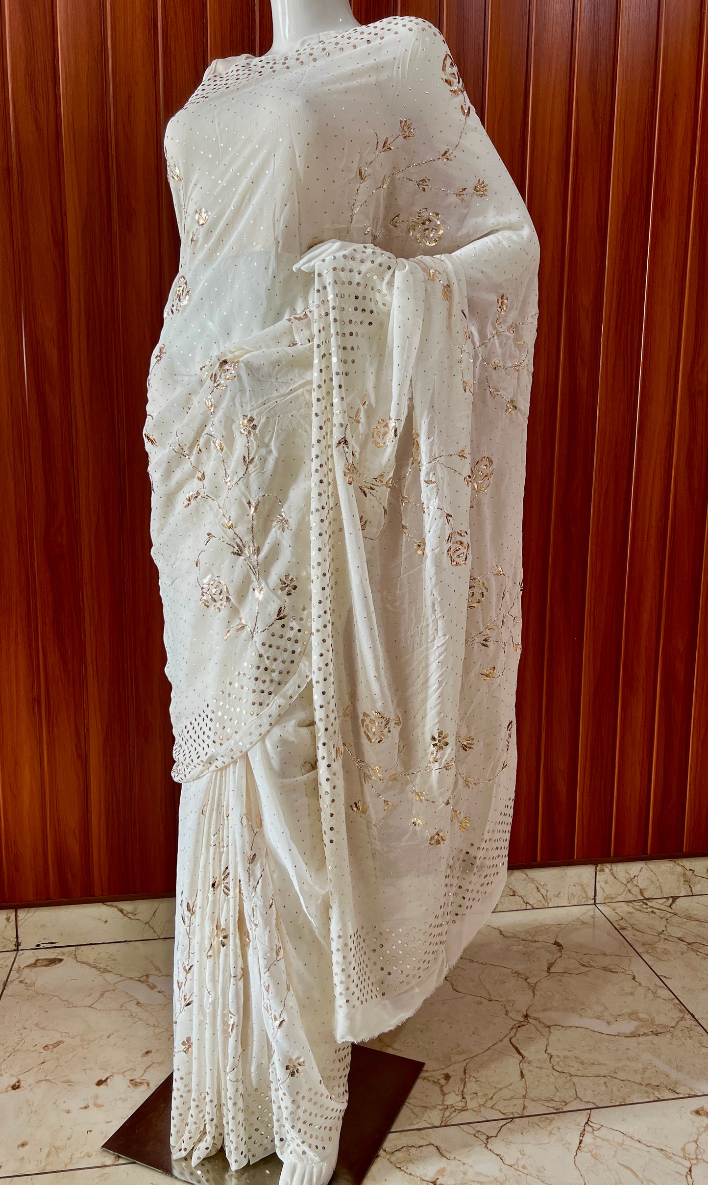 Ruhani Ivory badla and mukaish work saree