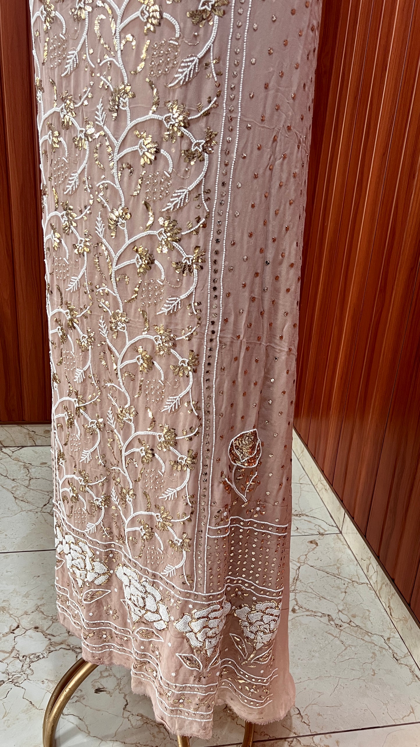 Ruhani Cocoa powder brown Badla and Pearl Embroidered Kurta & Dupatta Set