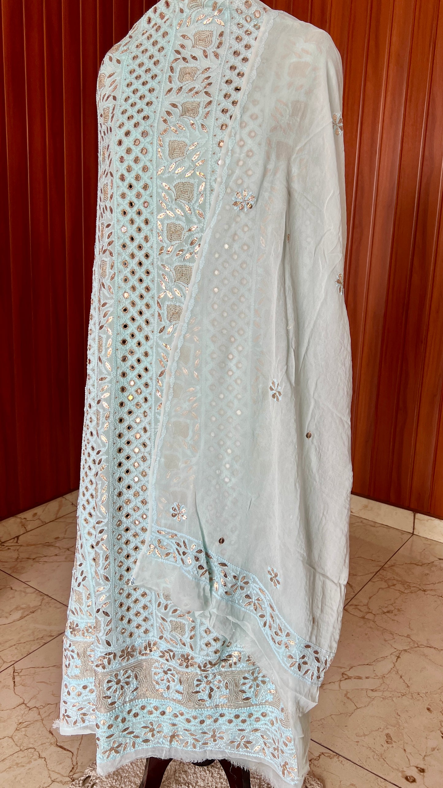 Chikankari mirror and gota patti kurta and Dupatta