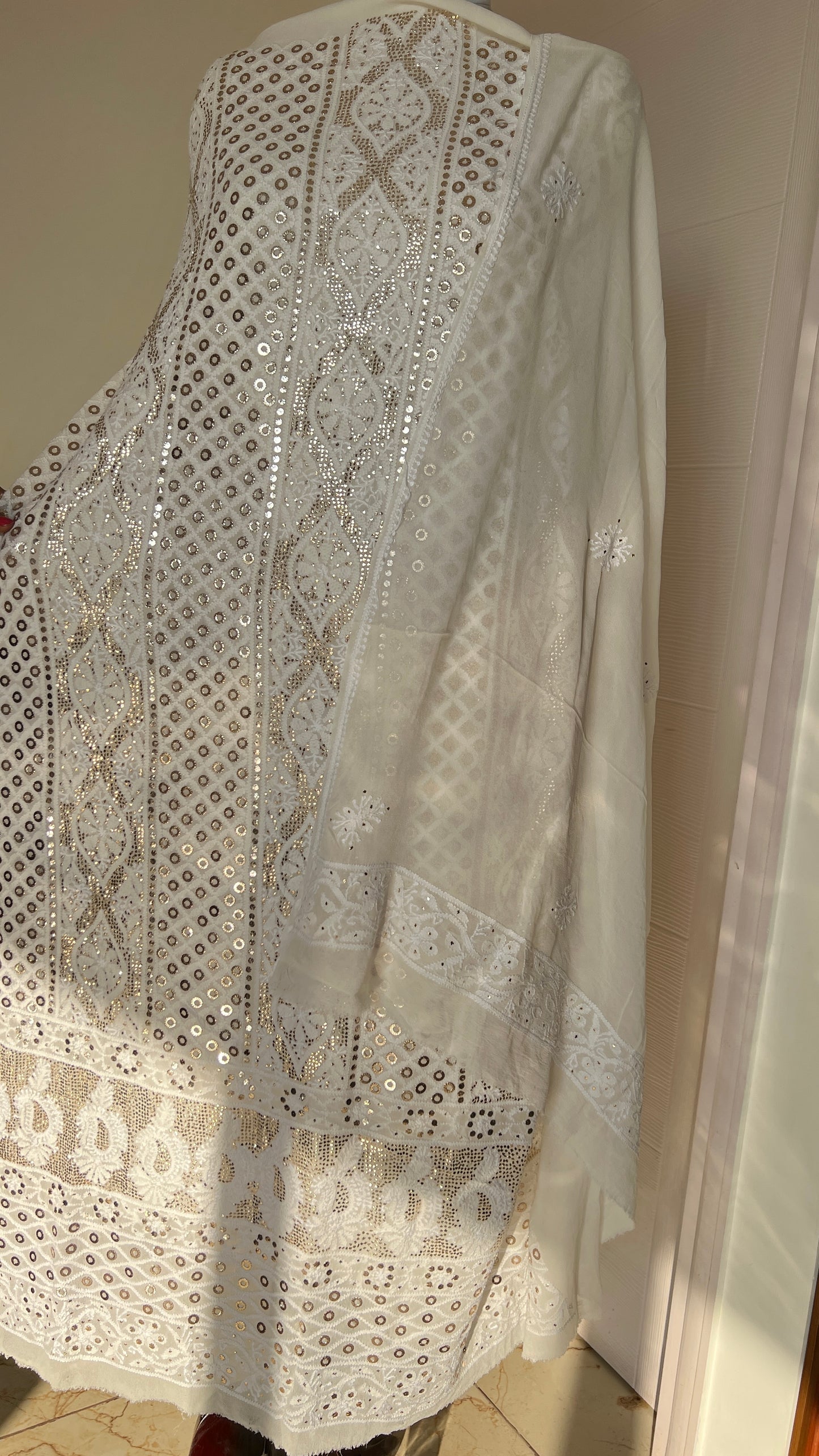 Chikankari and Ring Mukaish Kurta and Dupatta