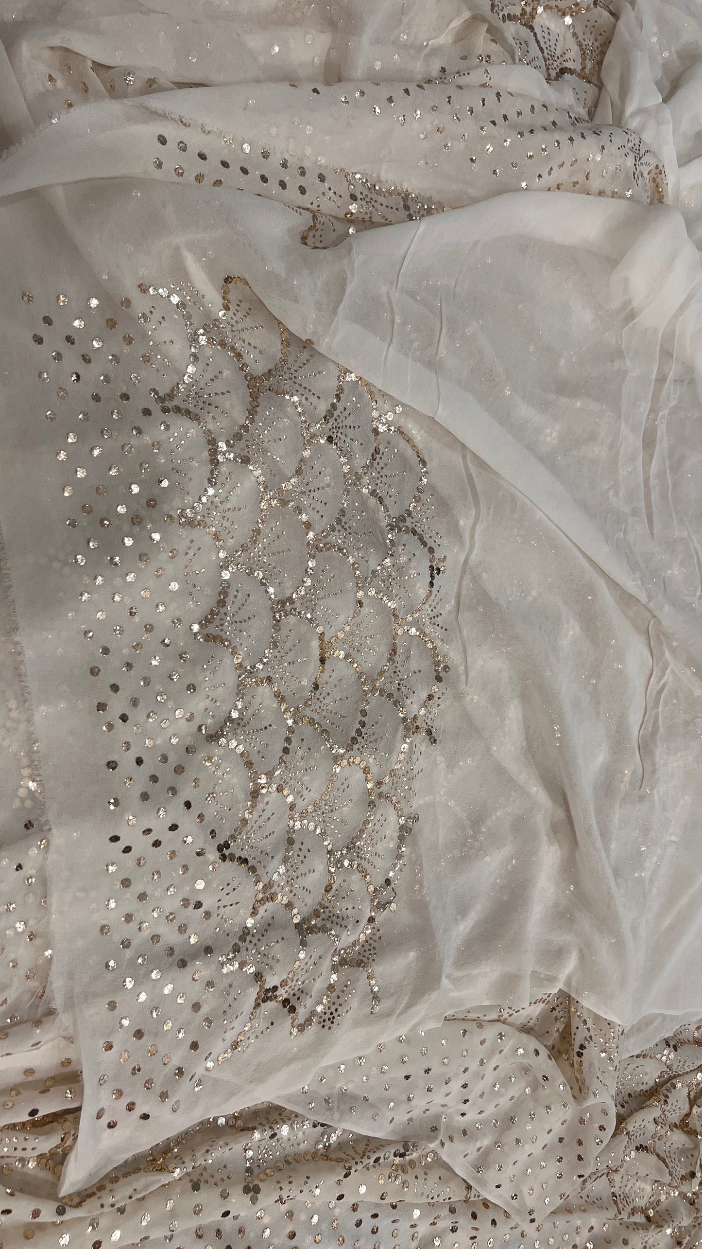 Ruhani Ivory Heavy Badla & Mukaish Pure Georgette Saree