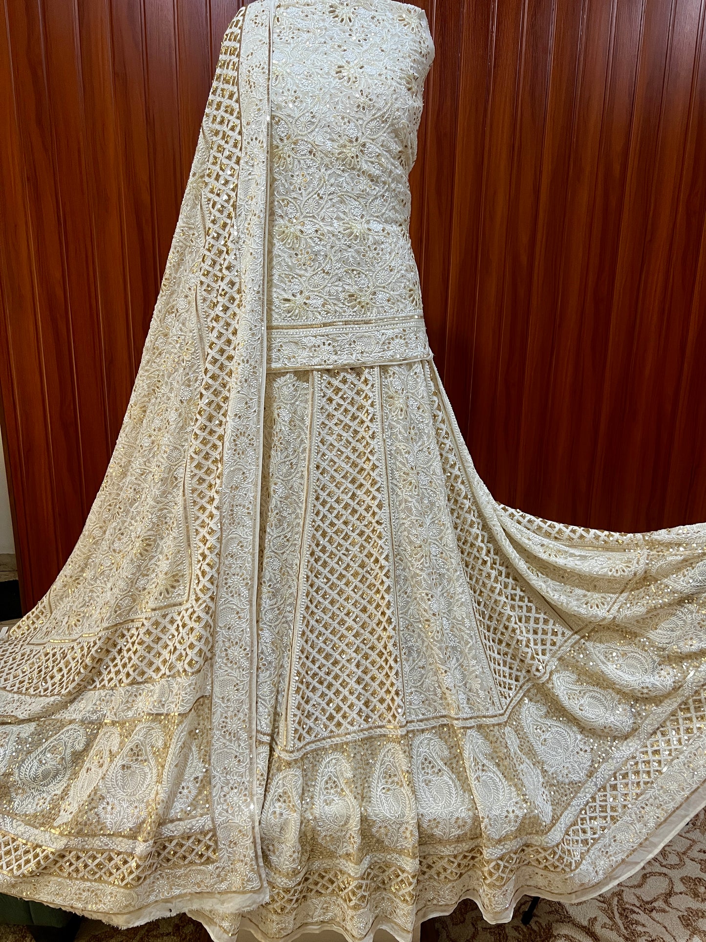 Ruhani Masterpiece Chikankari and Heavy Sequins Wedding Lehenga