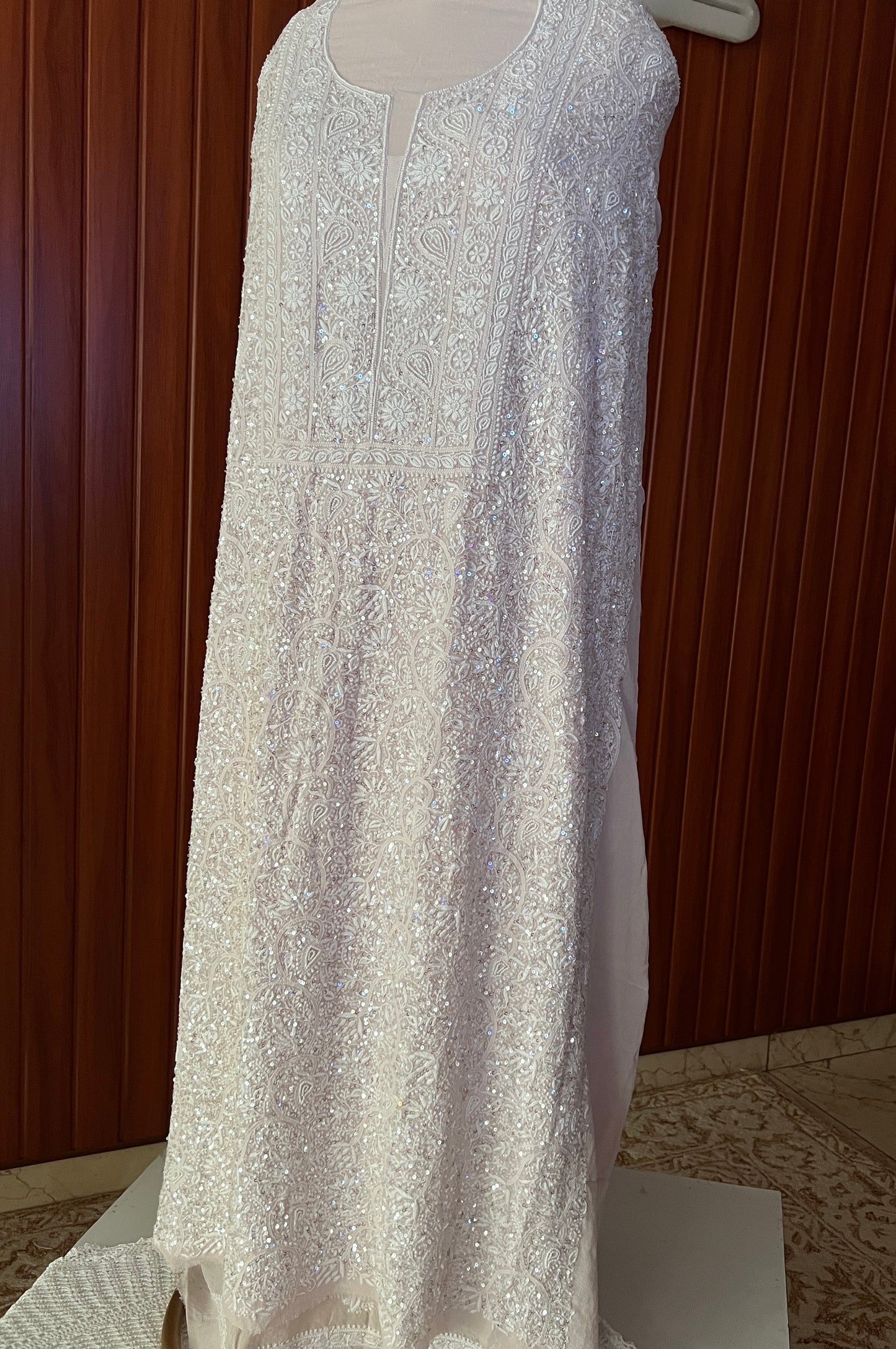 Suhaan Powder pink Chikankari pearl sequins work kurta and dupatta