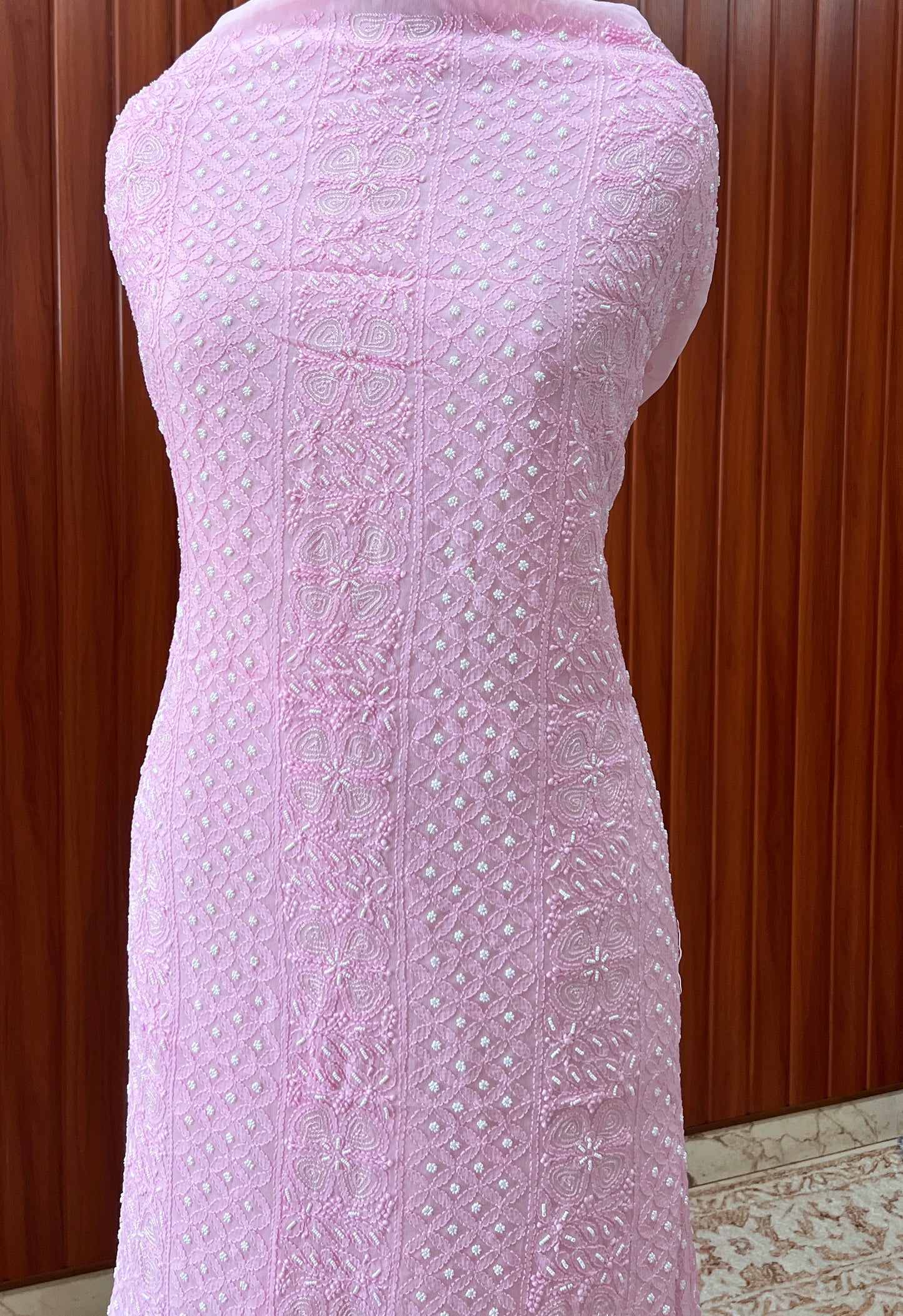 Rose Pink Chikankari Pearl work Full Suit