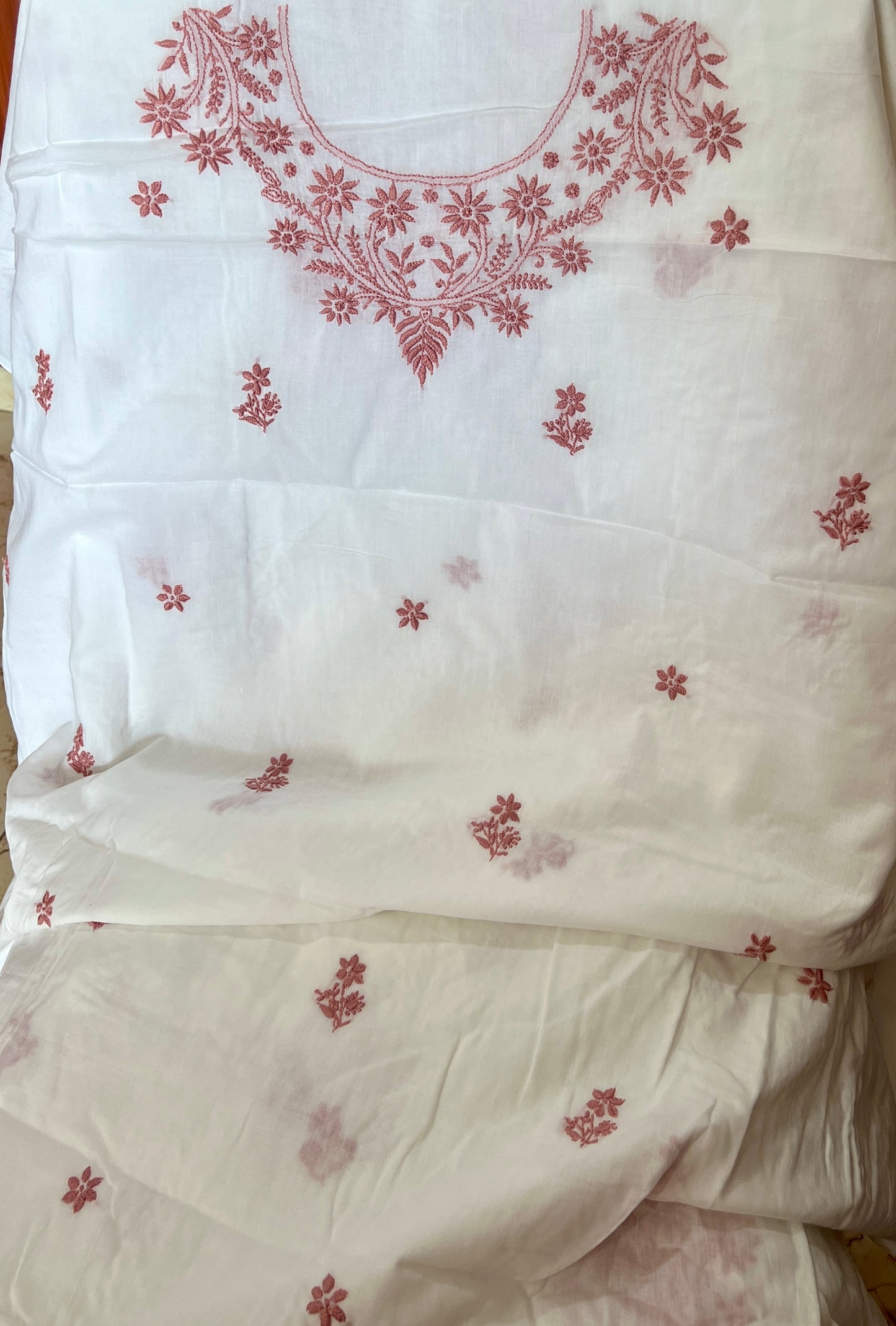 Pure Mulmul fine Chikankari Kurta and Dupatta