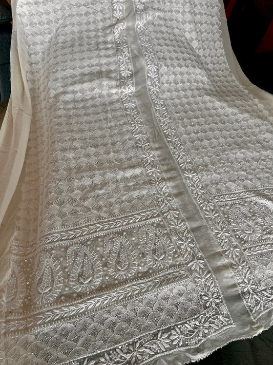 Men’s Wedding sherwani pure georgette with Chikankari cut dana and sequins work