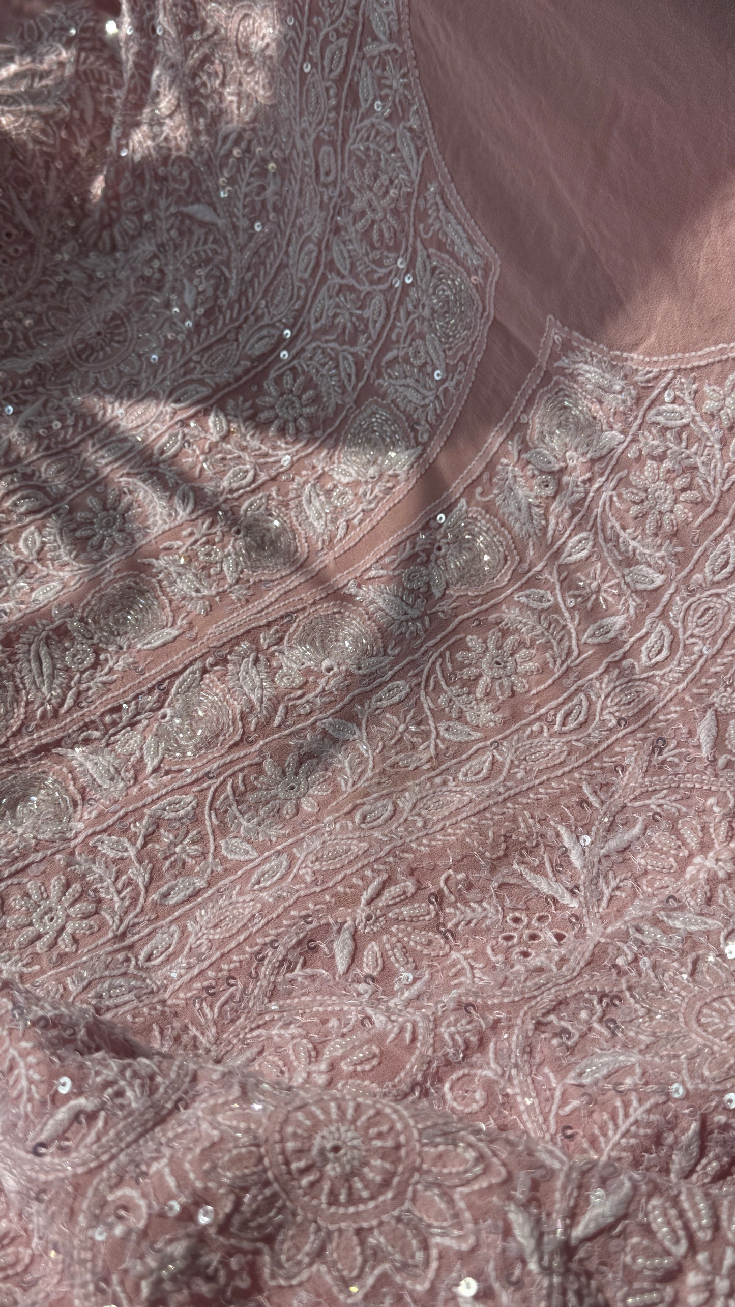 Suhaan Chikankari pearl sequins cut Dana kurta and dupatta