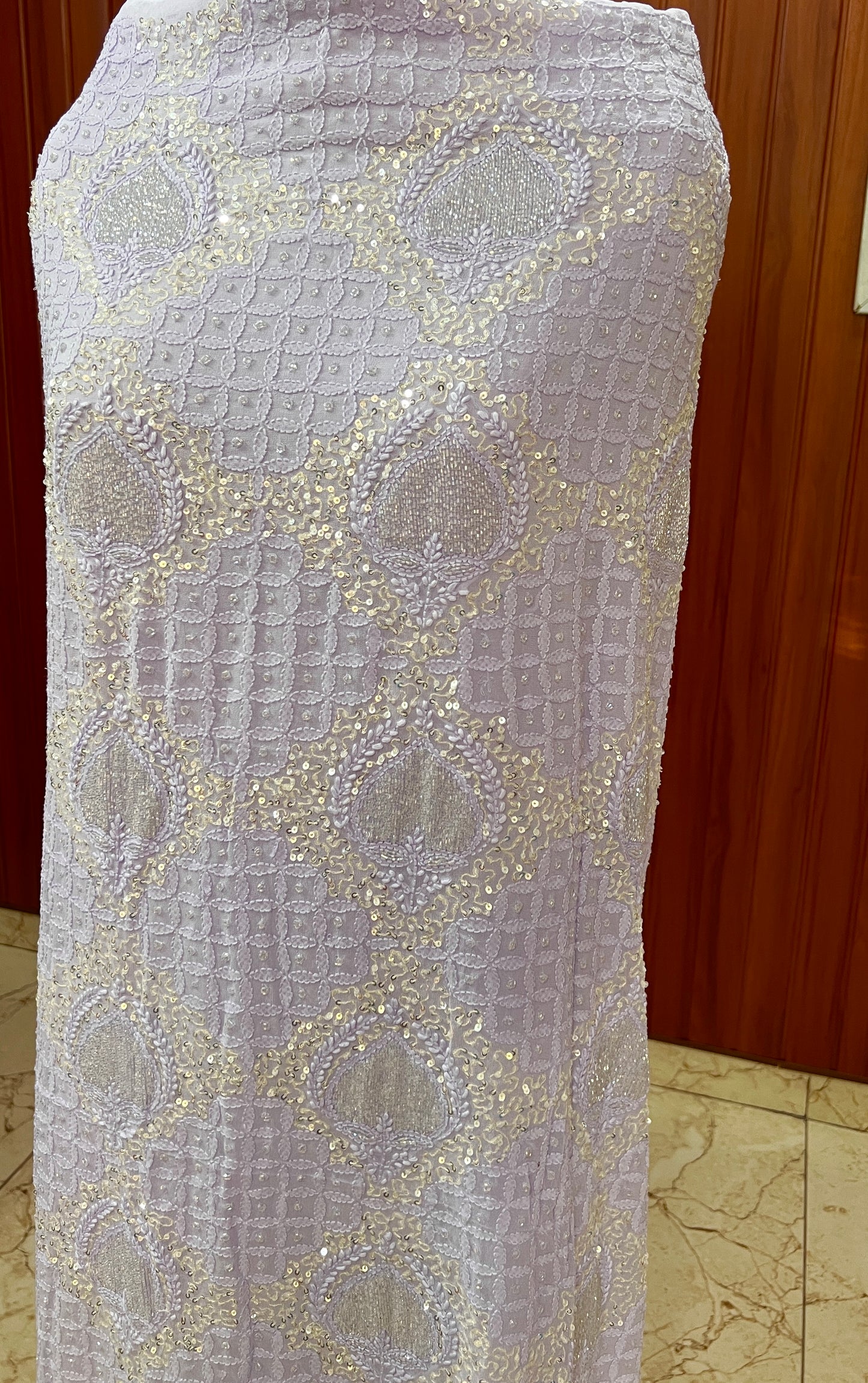 Lavender Chikankari Cut Dana and sequins Kurta and Dupatta