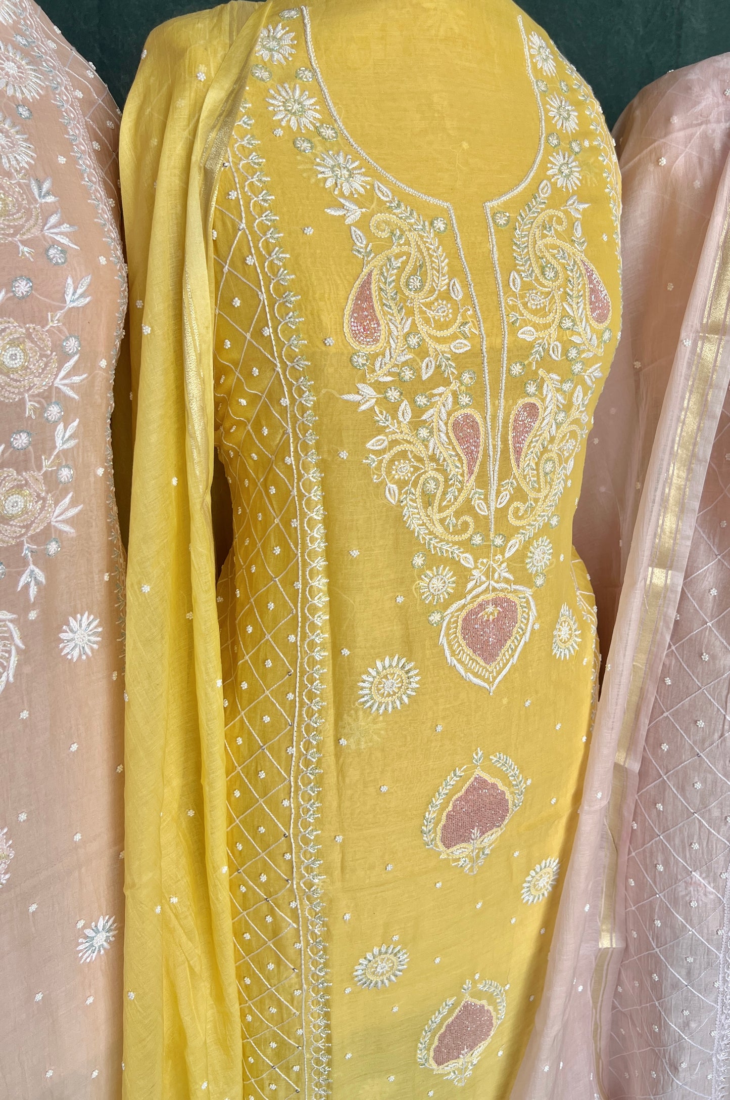 Mul Chanderi Chikankari Kurta and Dupatta Set