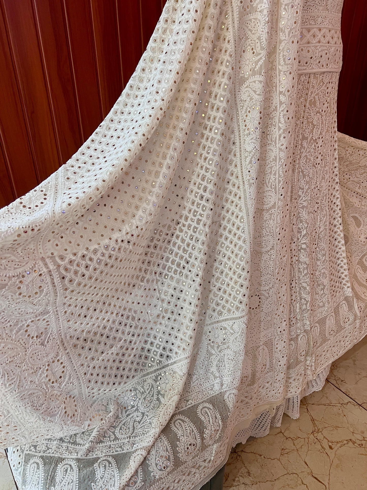 Ruhani Ivory Chikankari and Mukaish Lehenga Set