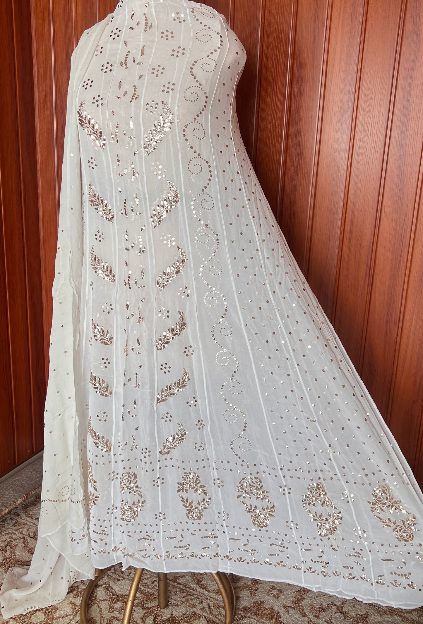 White Allover Mukaish Anarkali with Dupatta
