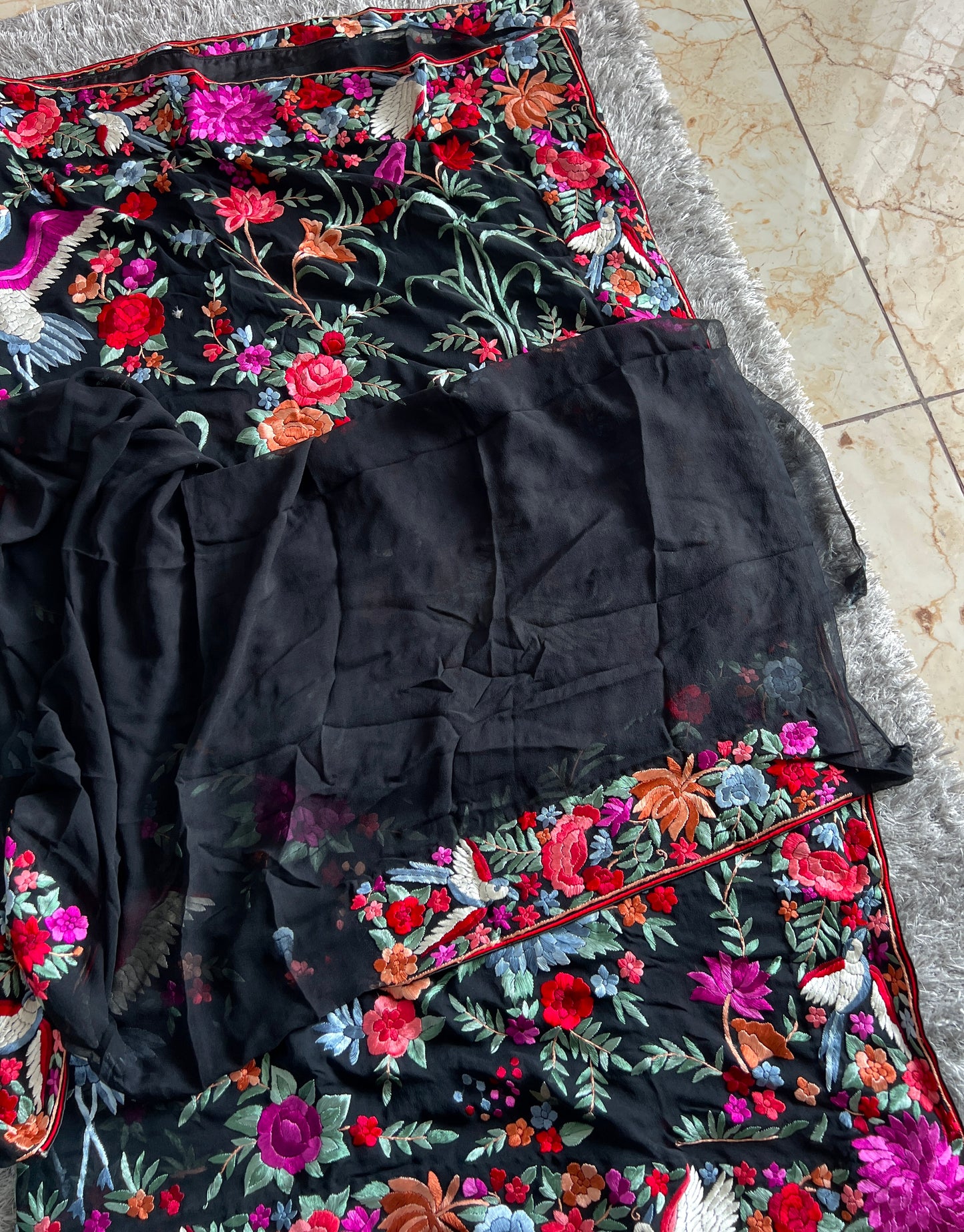 Black Masterpiece Parsi Gara Pure Georgette Saree