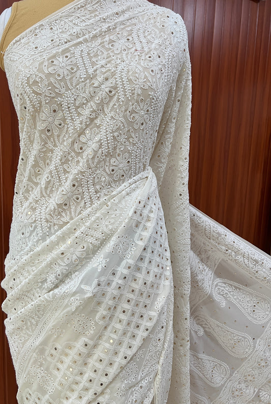 Ruhani Allover Designer Chikankari and Mukaish Saree