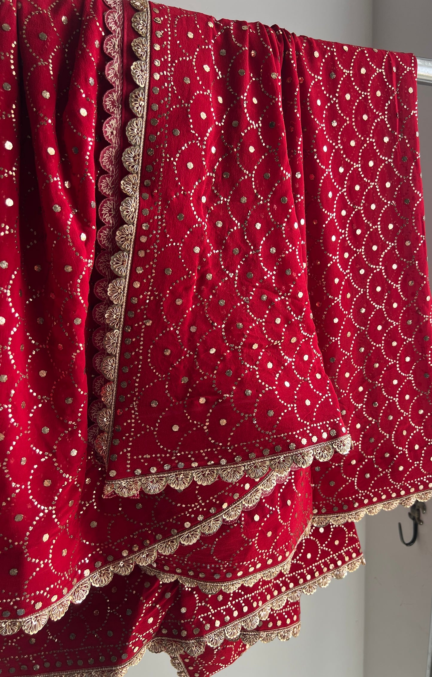 Ruhani Red Heavy Mukaish Wedding Dupatta