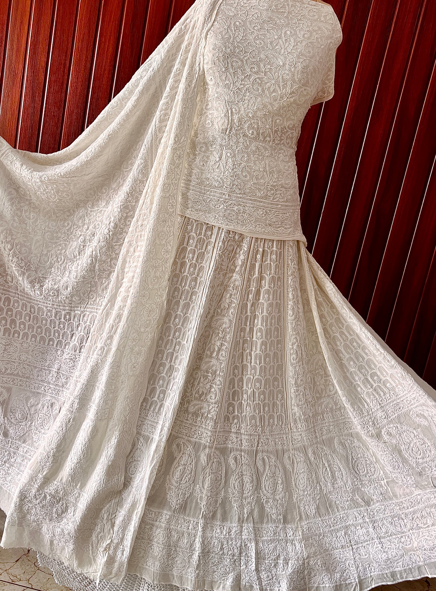 Suhaan 3 Taar fine Chikankari Lehenga