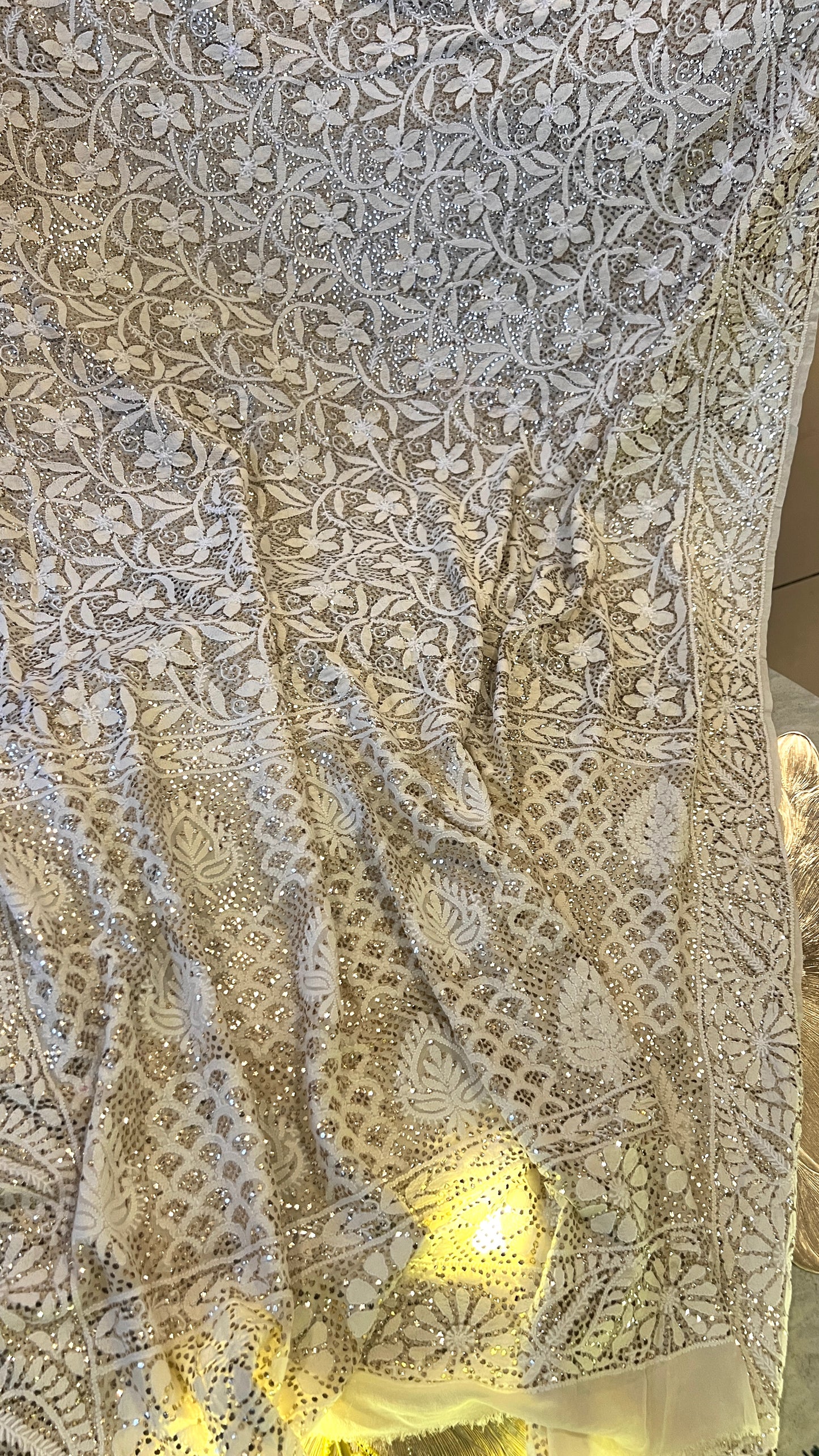 Suhaan Chikankari and Heavy Mukaish wedding Dupatta