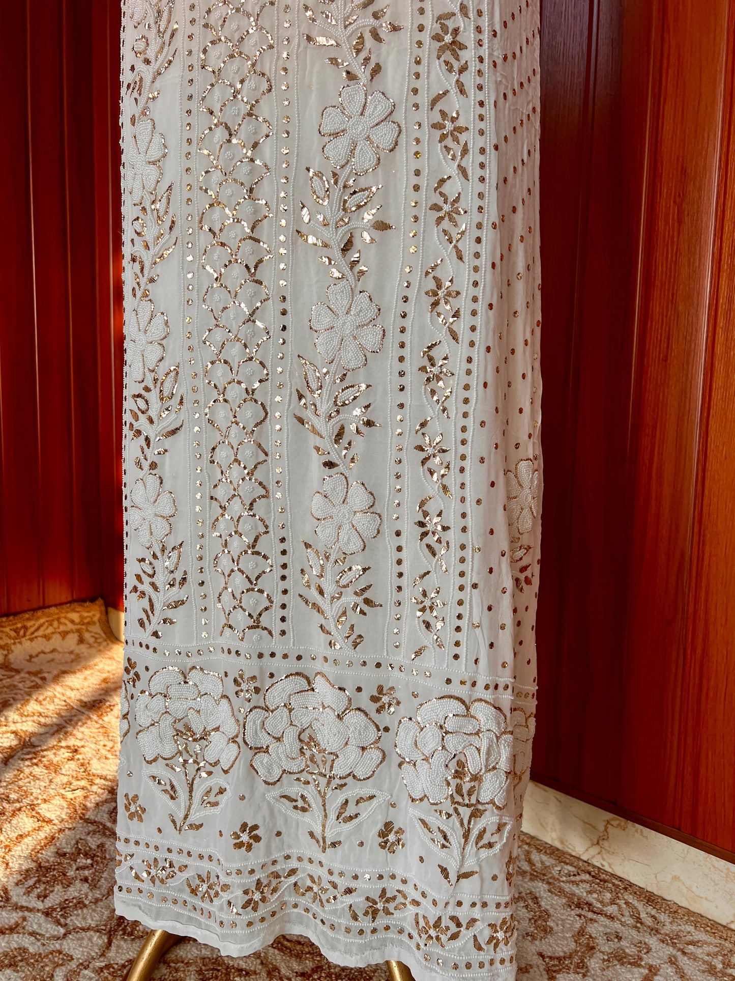 Ruhani White Badla and Pearl Embroidered Kurta & Dupatta Set