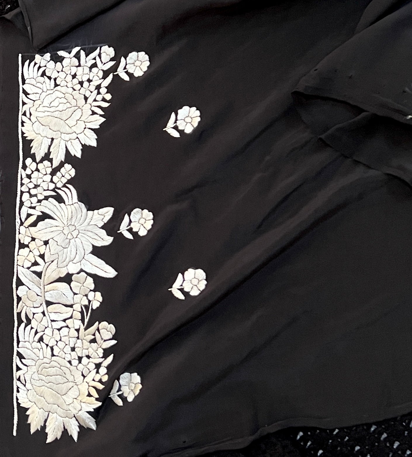 Black Parsi Gara Hand Embroidered Full suit
