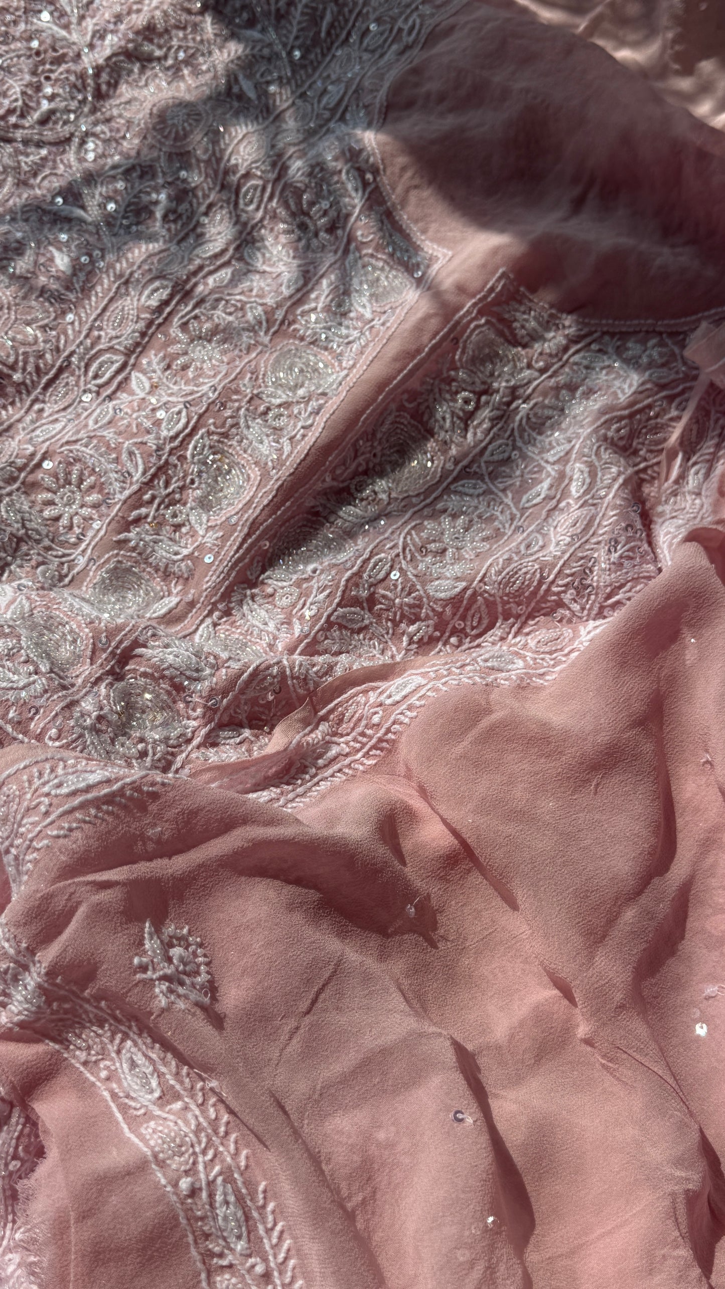 Suhaan Chikankari pearl sequins cut Dana kurta and dupatta