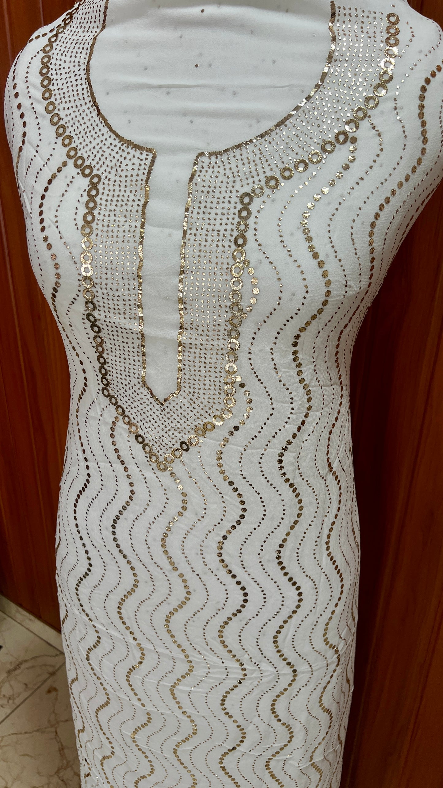 White heavy Mukaish Work Kurta and Dupatta Set