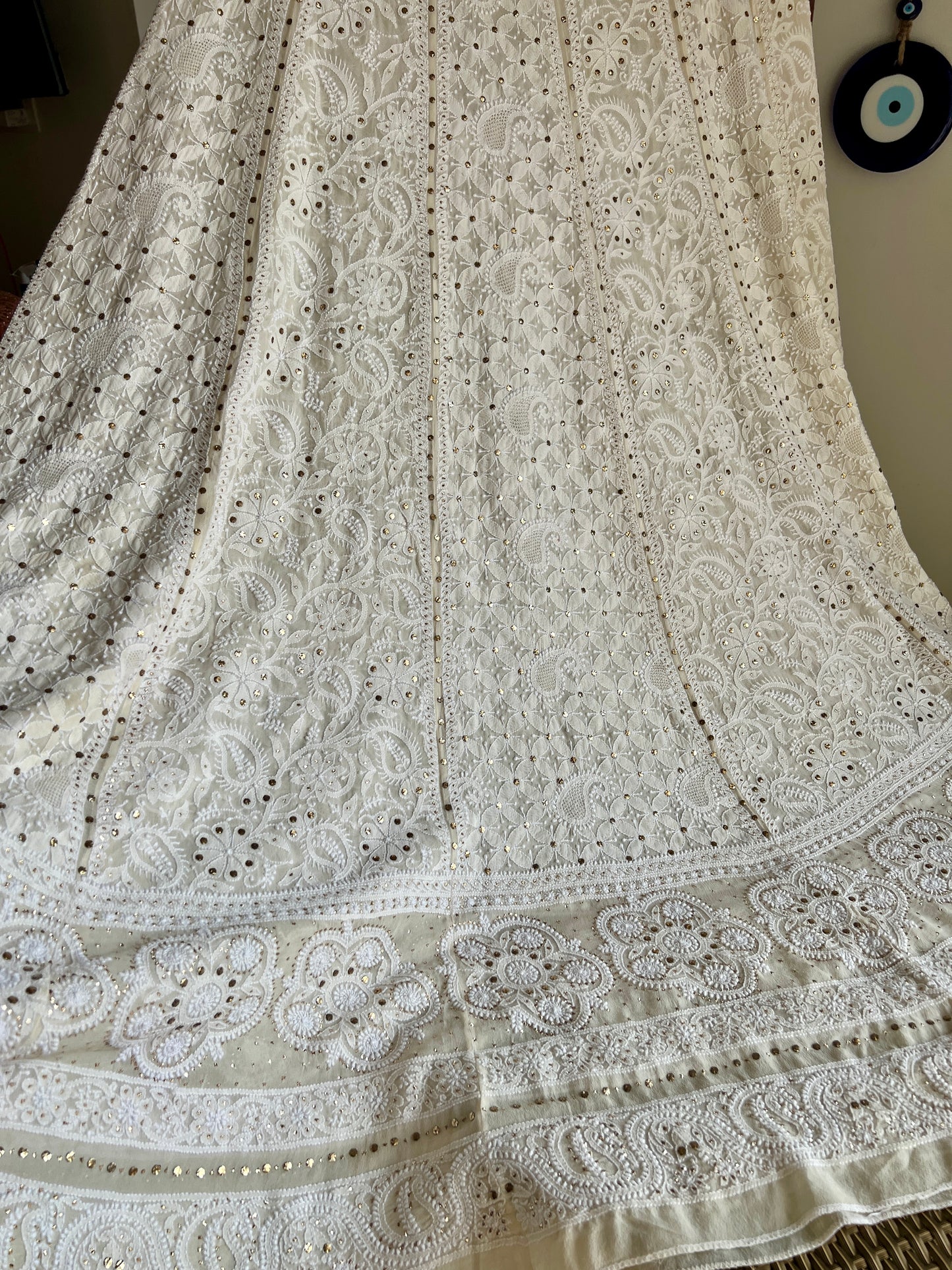 Ruhani Ivory allover Chikankari and mukaish lehenga skirt