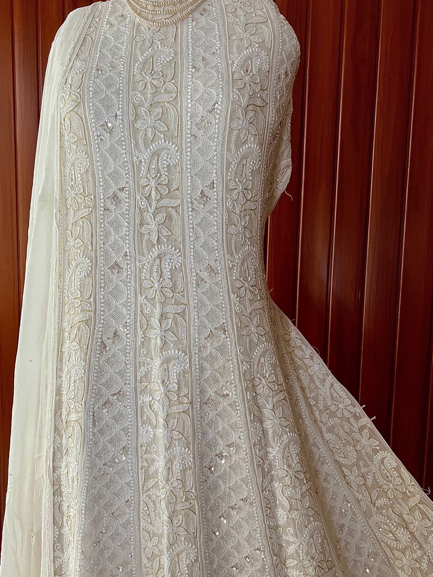 Ruhani Chikankari Cut Dana Sequins Embroidered Anarkali with Dupatta