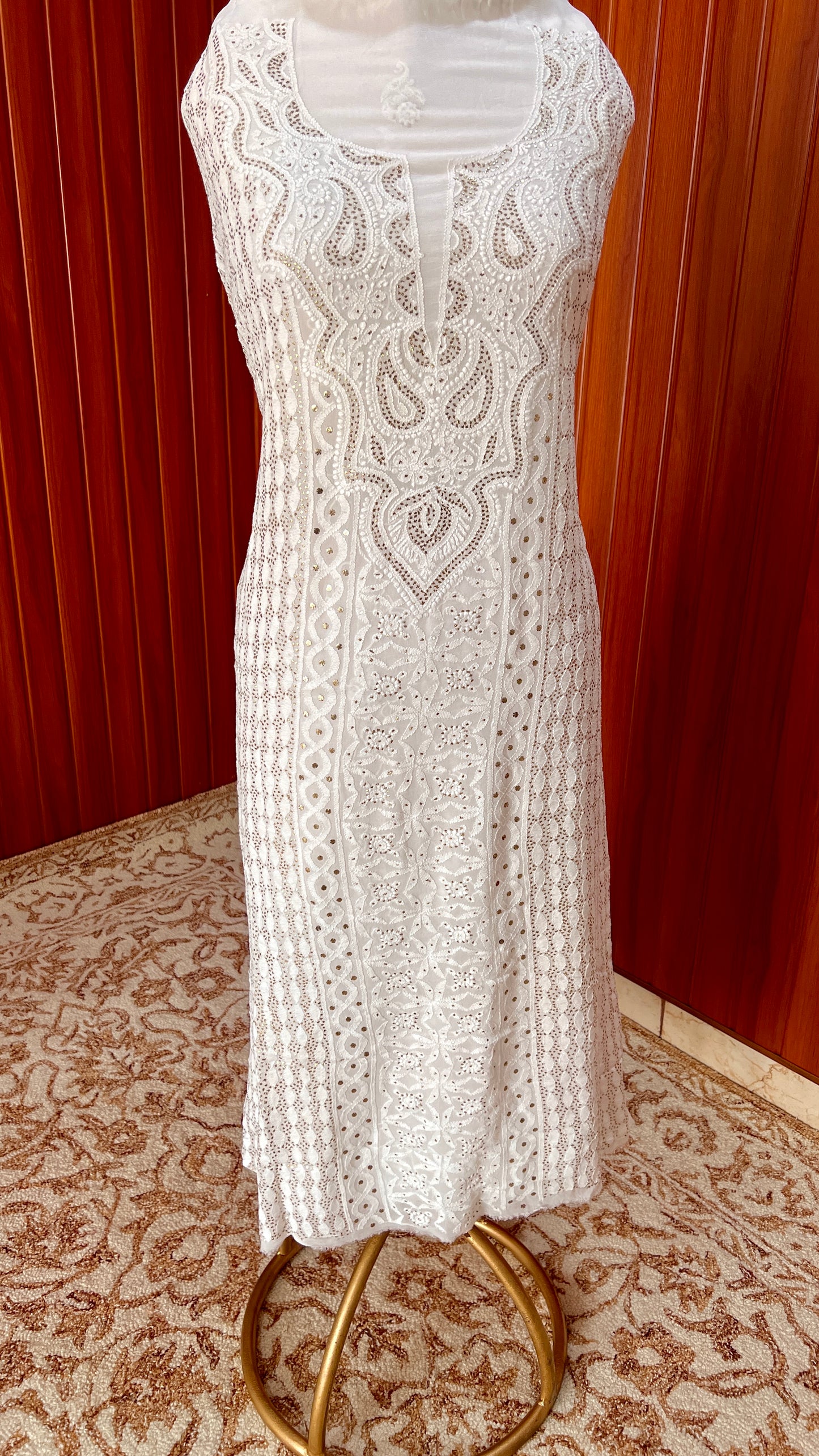 White Chikankari and Mukaish Kurta and Dupatta set