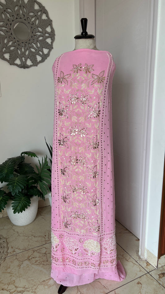 Pink Ruhani Mukaish and Cut dana Embroidered Kurta & Dupatta Set