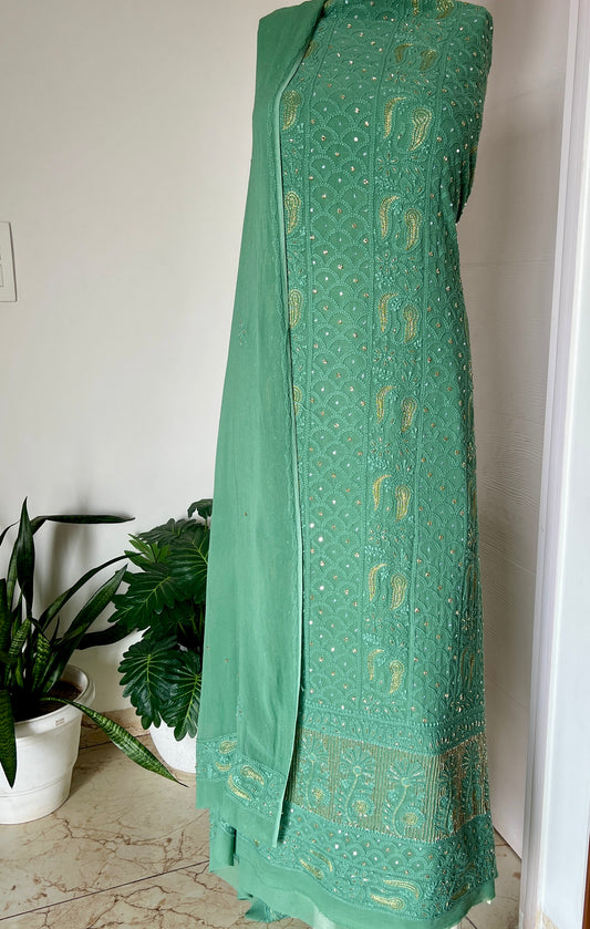 Chikankari golden Cut Dana and aari work Kurta and Dupatta