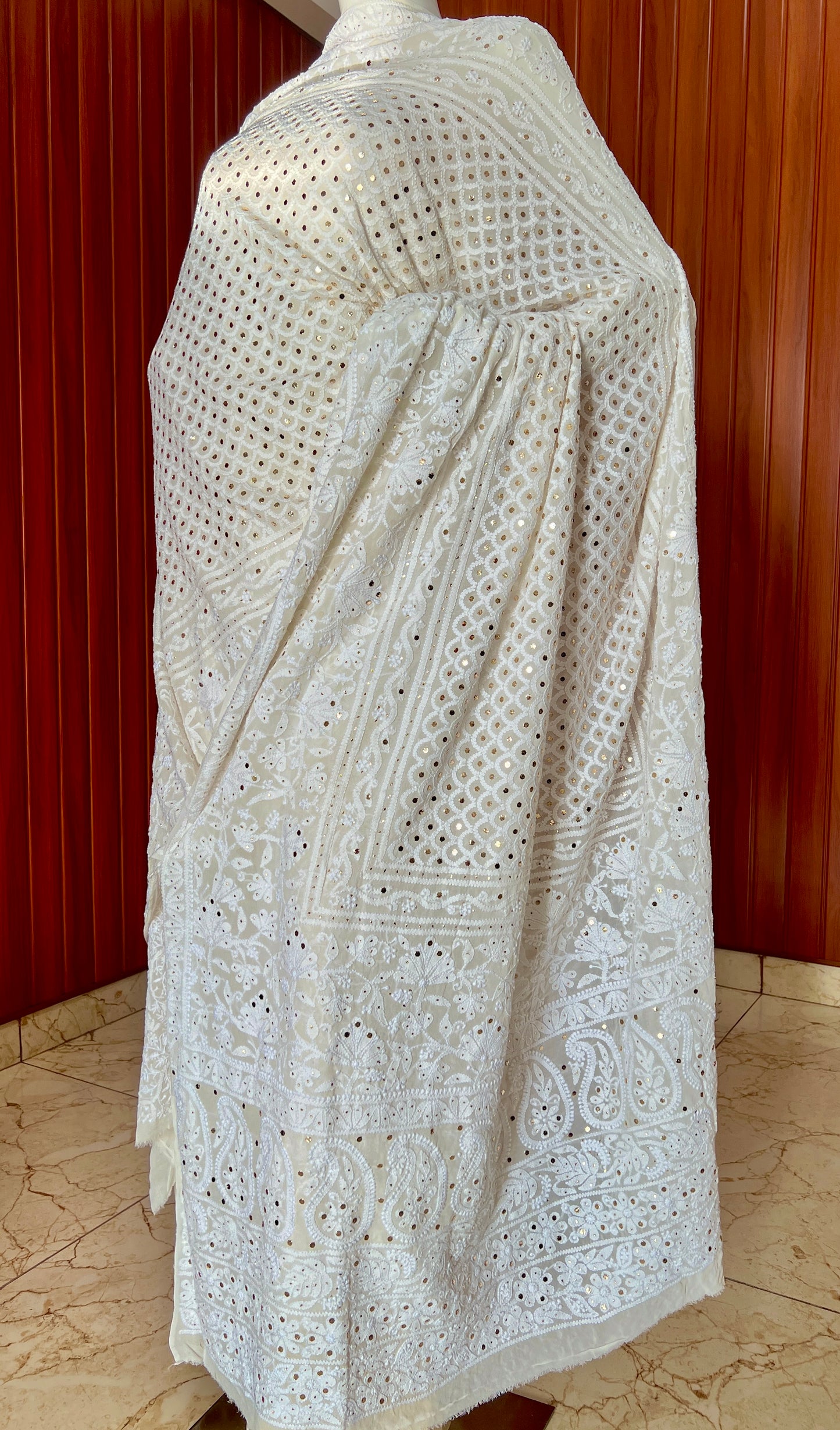 Ruhani Chikankari and Mukaish Dupatta