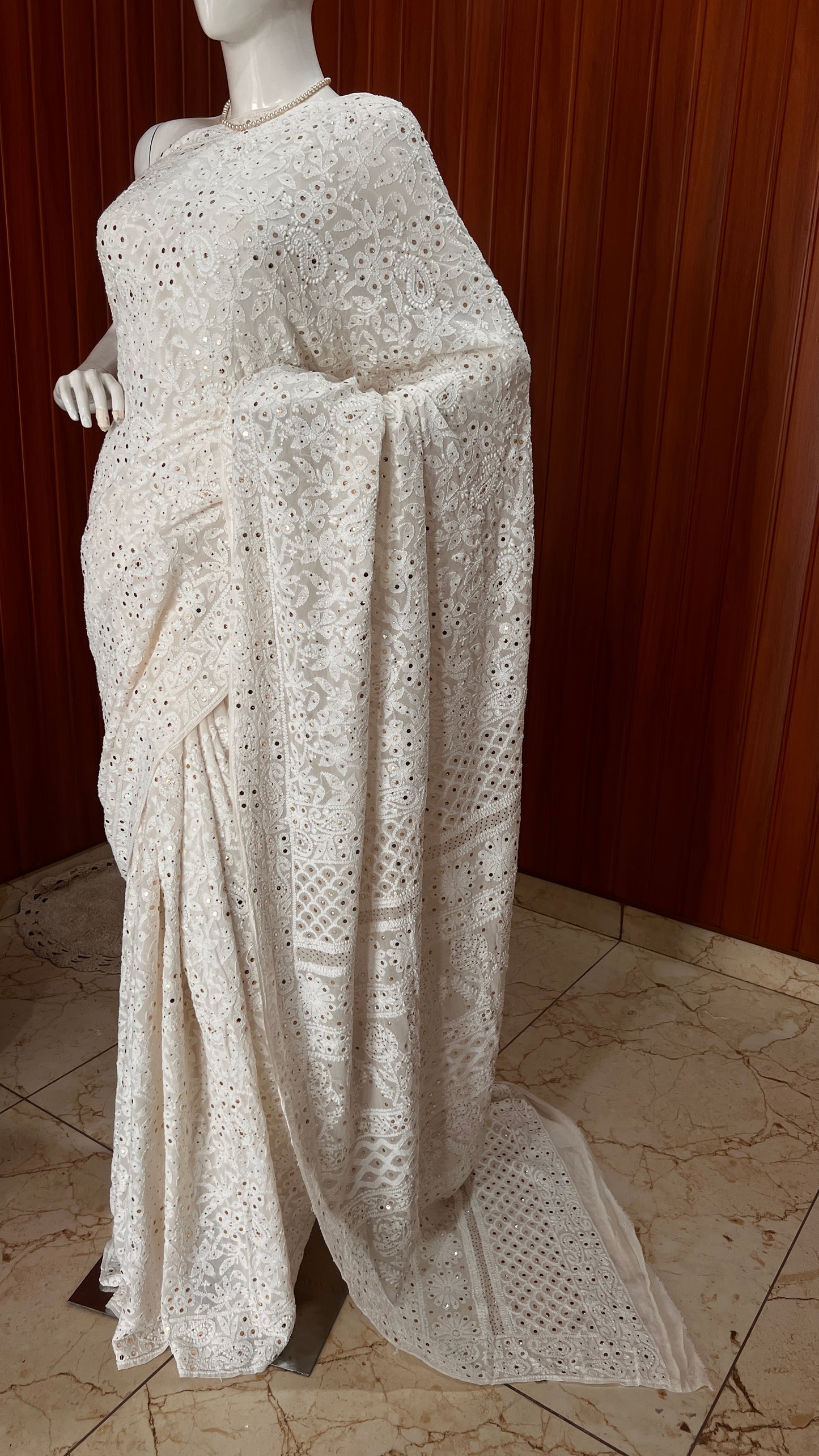 Ruhani Allover Chikankari and Mukaish Saree