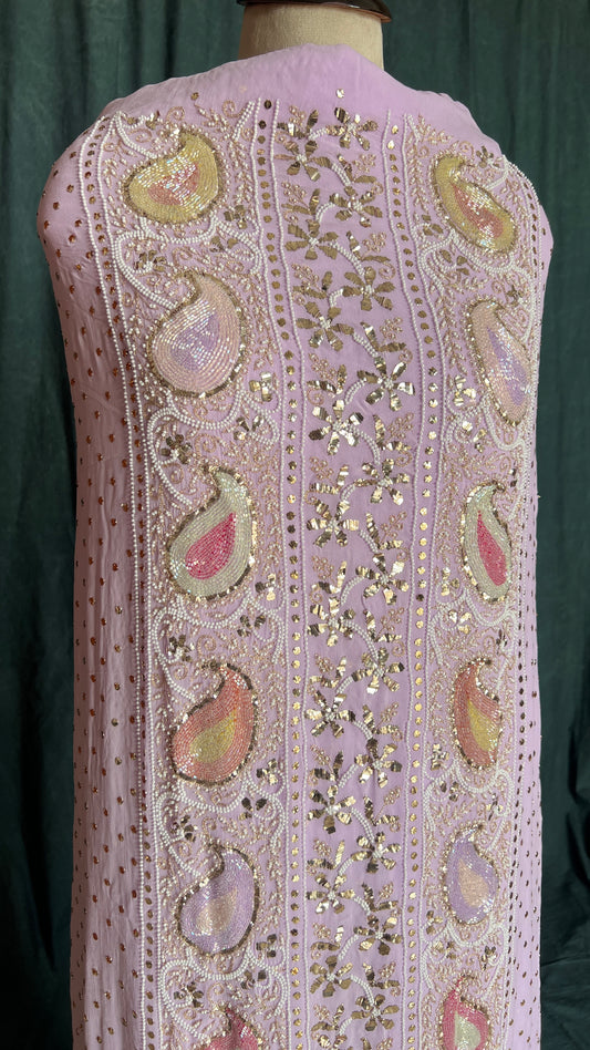 Ruhani Lavender Mukaish and Cut dana Embroidered Kurta & Dupatta Set
